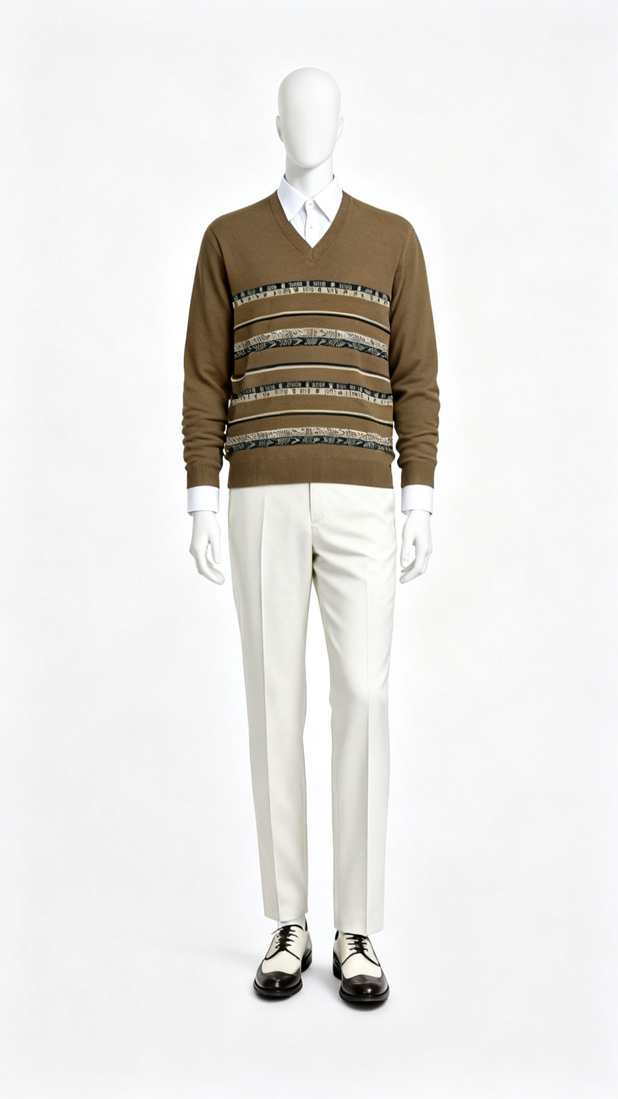 Men Striped V-Neck Sweater