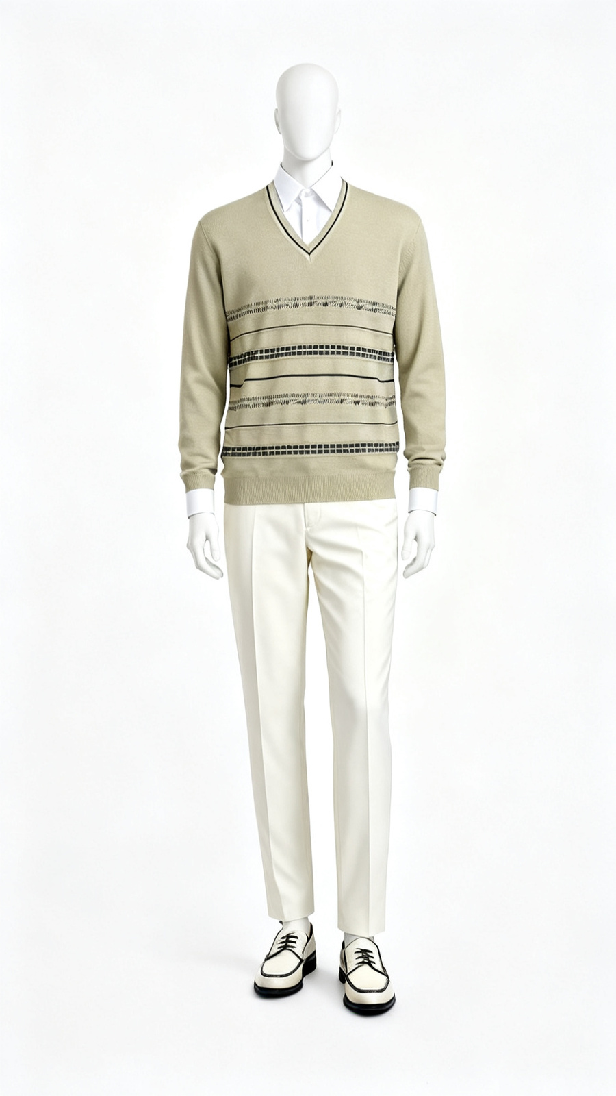 Men Striped V-Neck Sweater