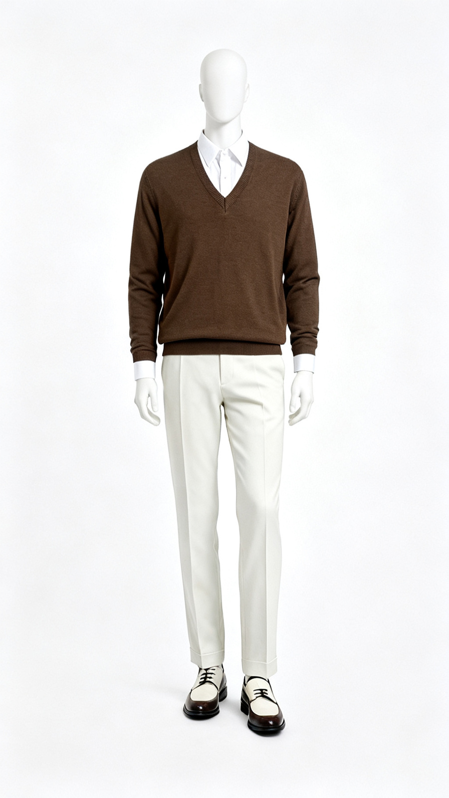 Brown V Neck Classic Sweater