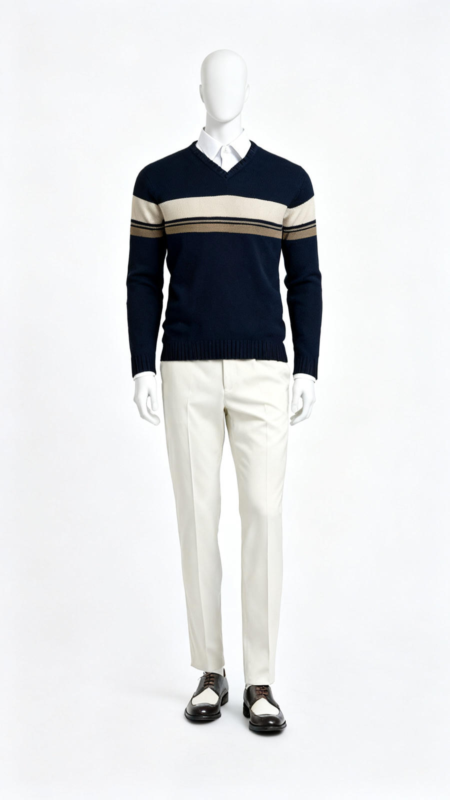Black Stripe Detail Knit Sweater