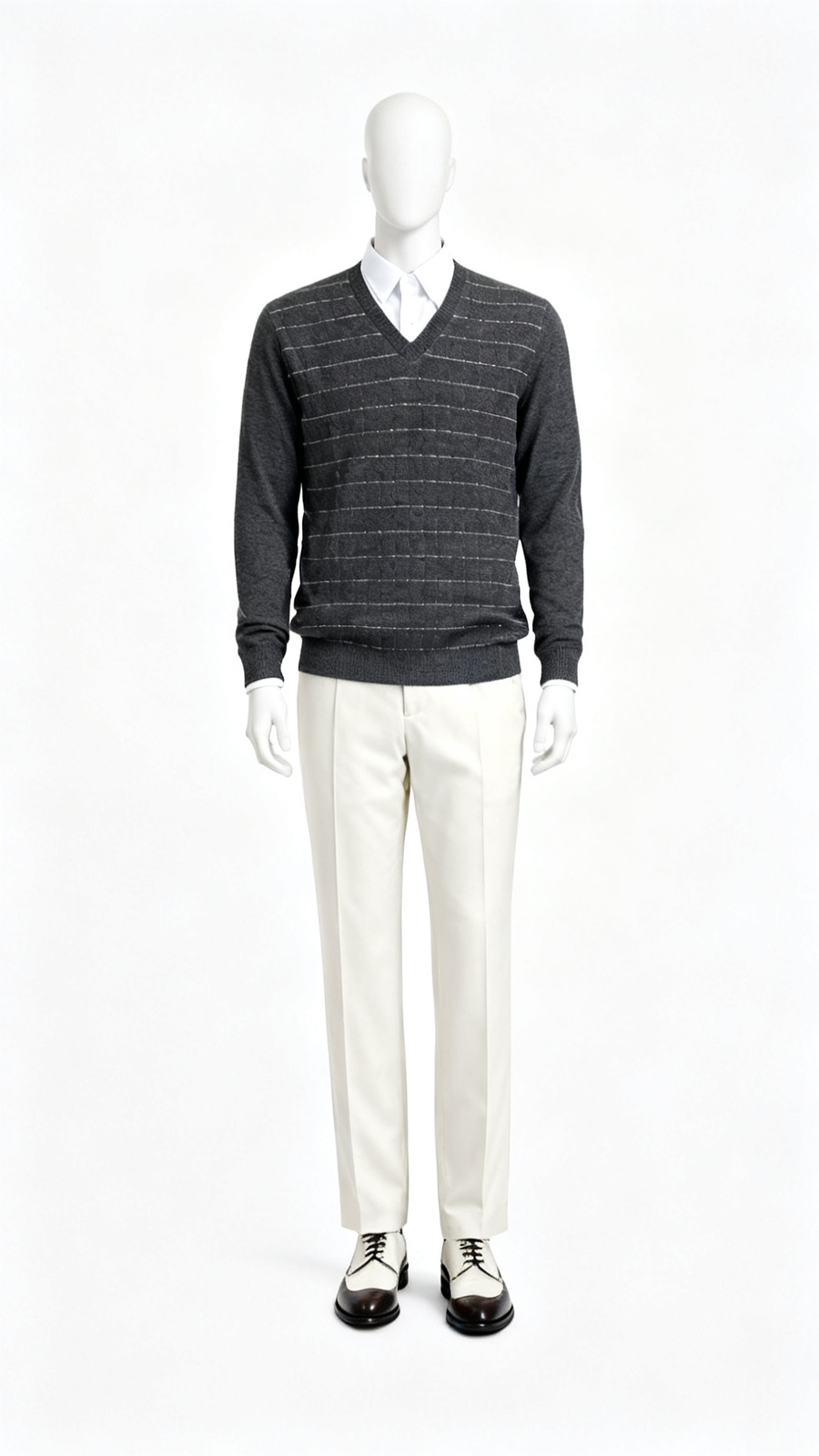 Charcoal Grey Checked Knit Sweater