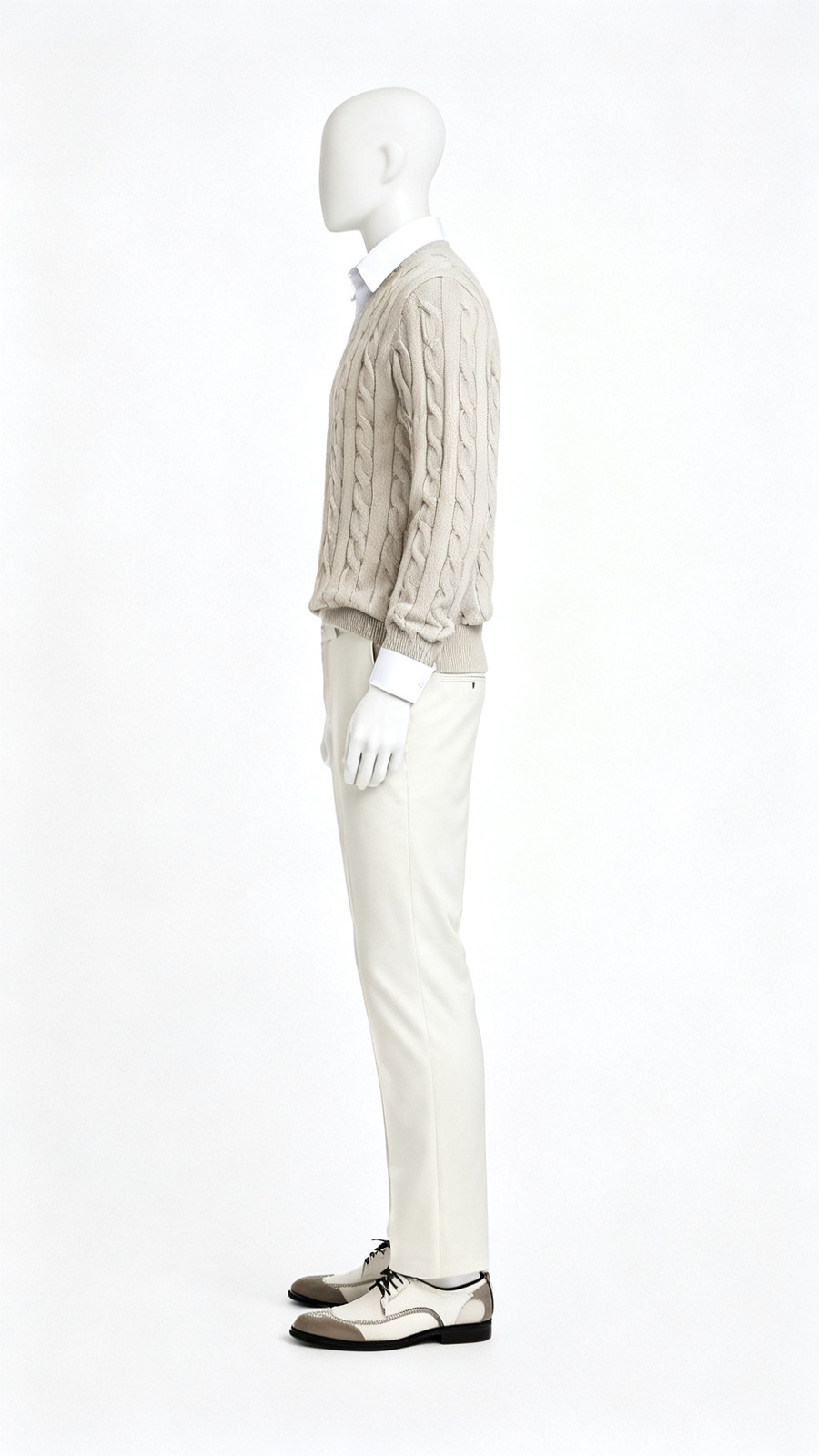 Beige Cable Knit Sweater