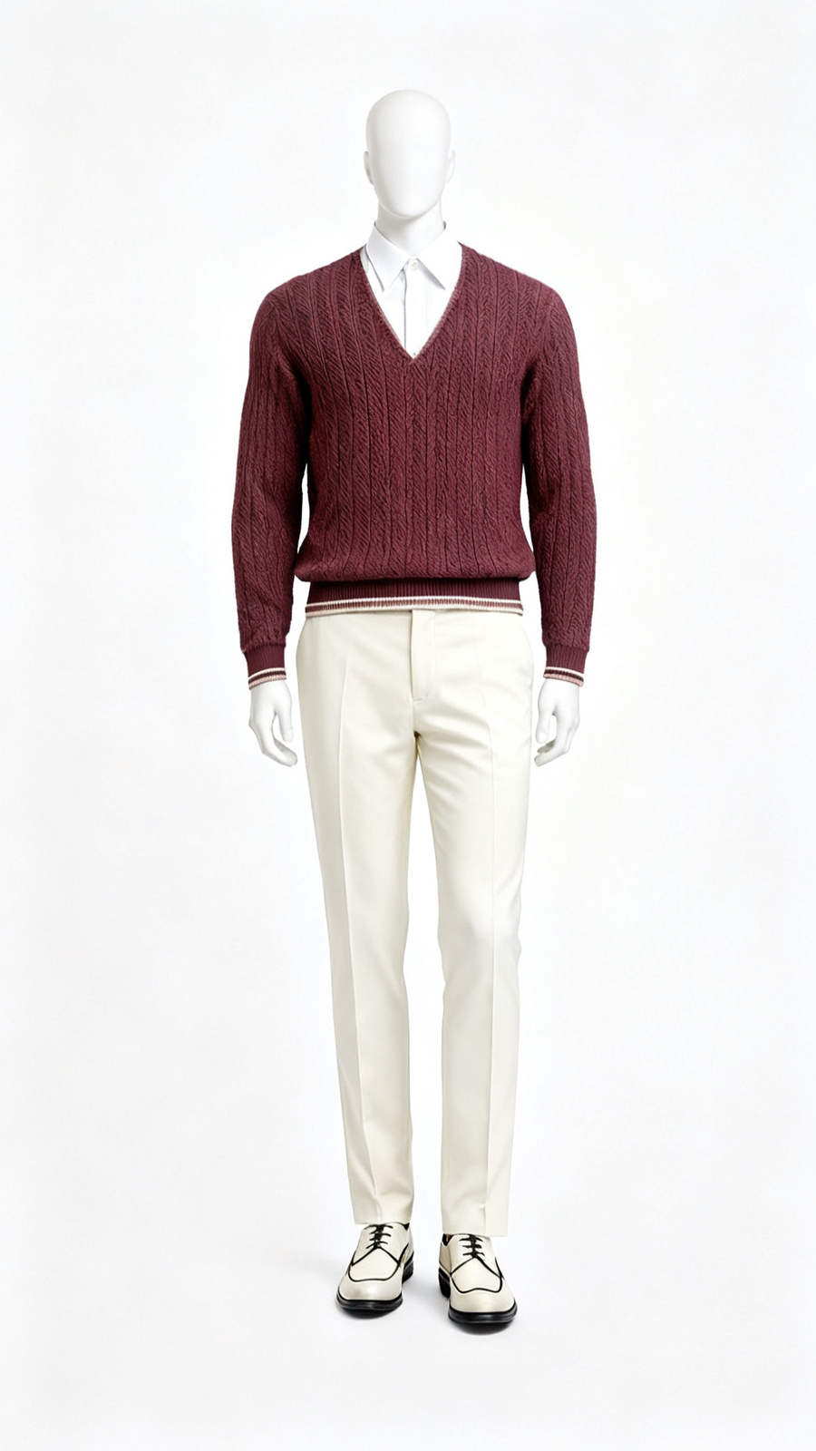 Maroon Textured Knit Sweater