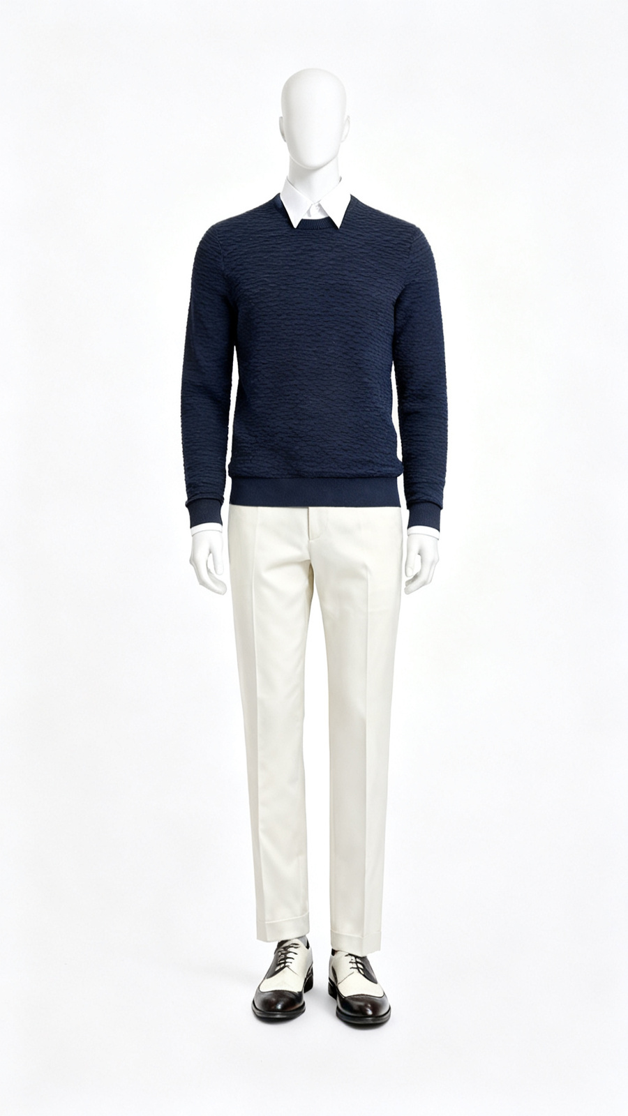 Navy Textured Knit Sweater