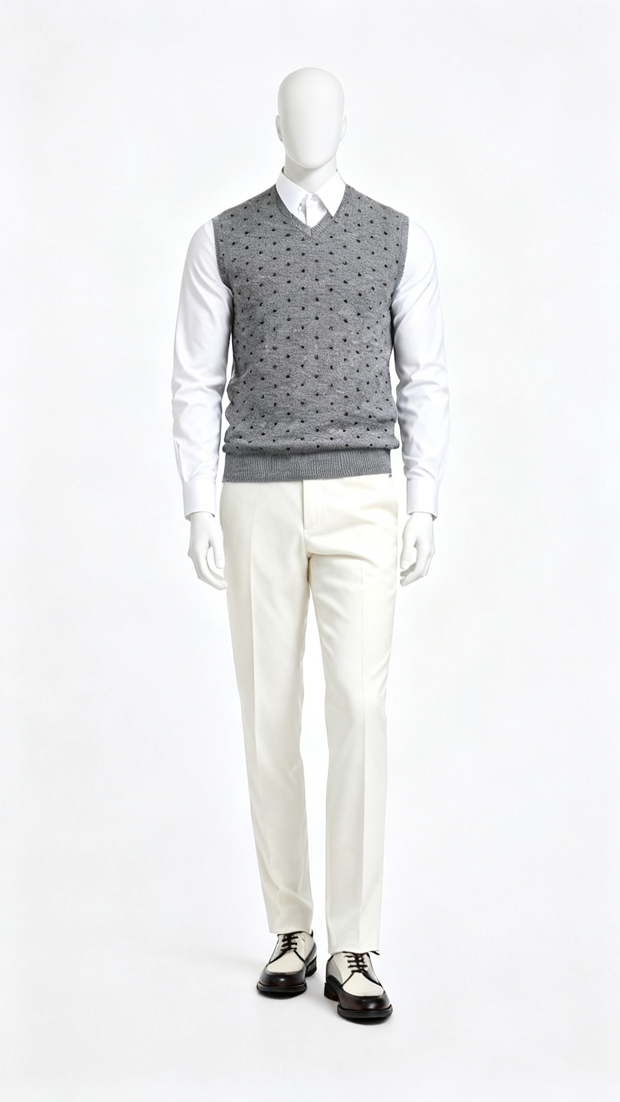 Grey Dotted Sleeveless Sweater