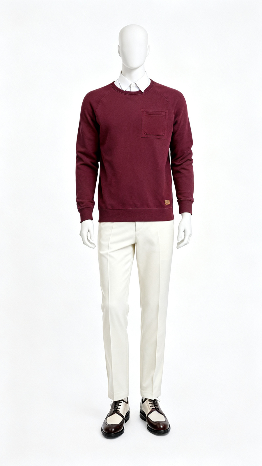 Maroon Solid Long Sleeve Sweatshirt
