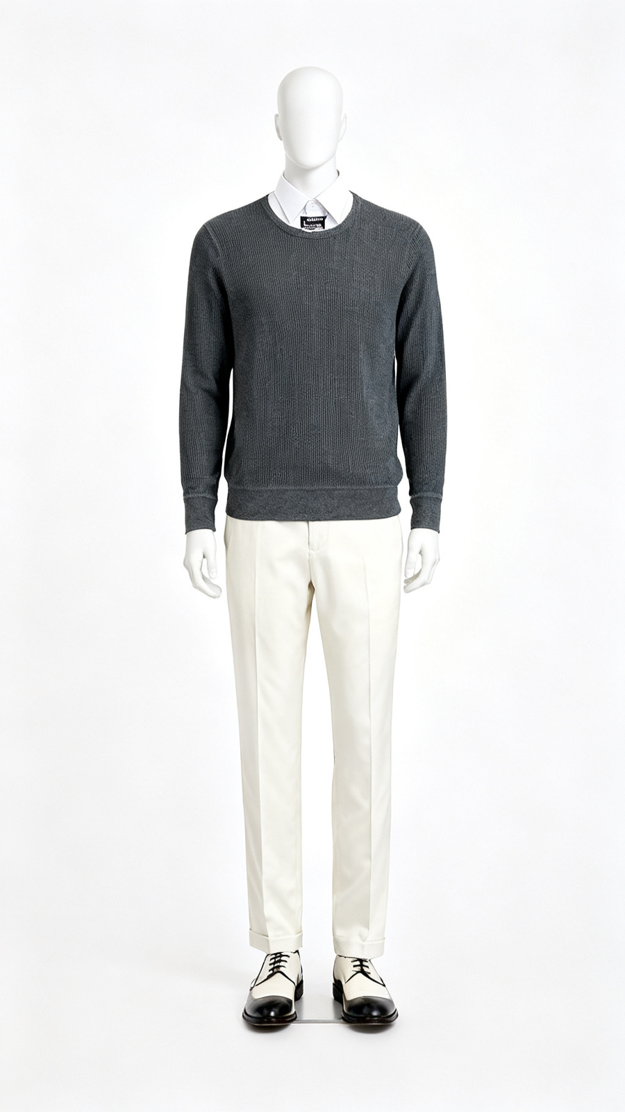 Charcoal Grey Textured Long Sleeve Top