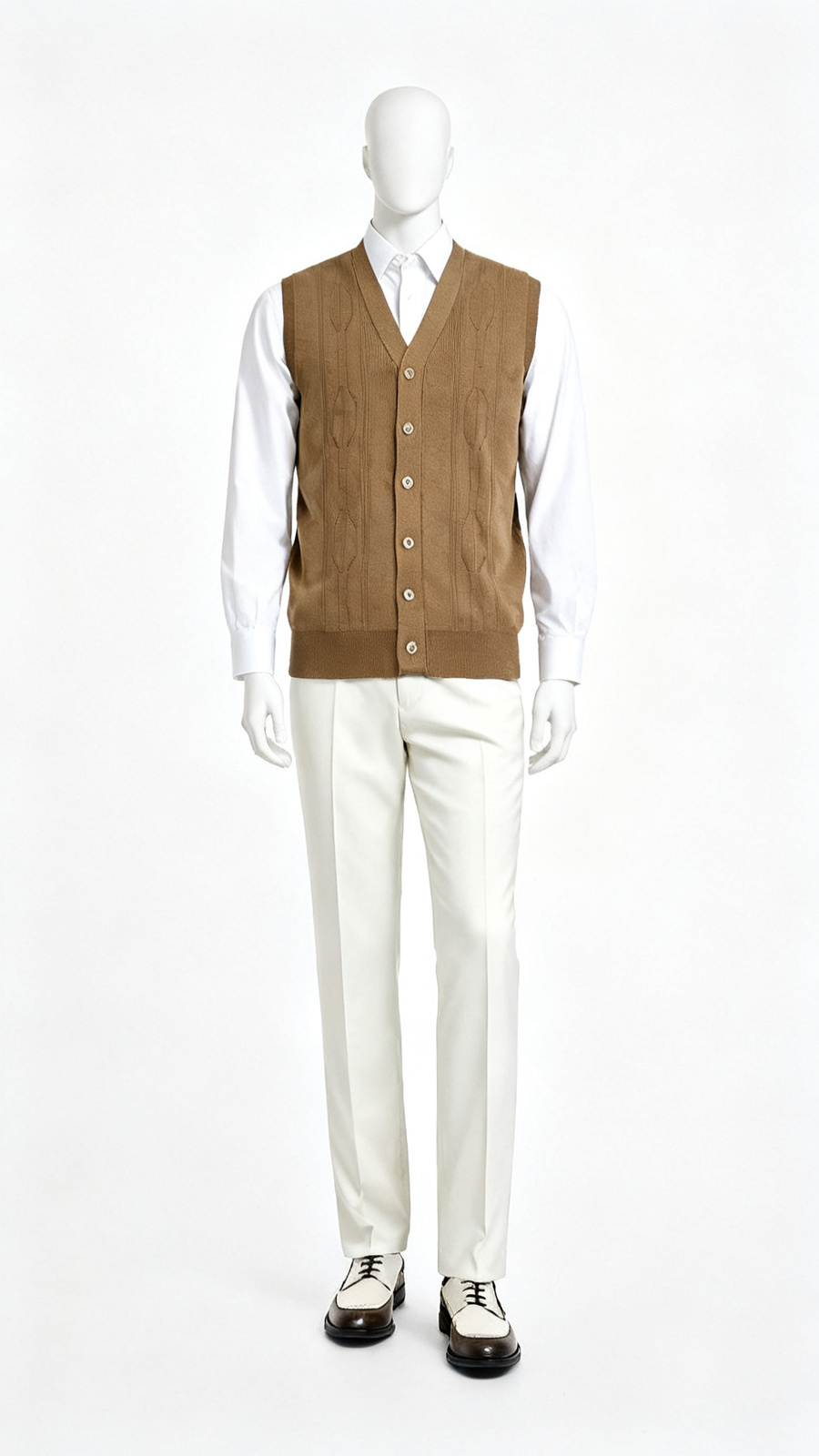 Mustard Button Front Sleeveless Sweater Vest