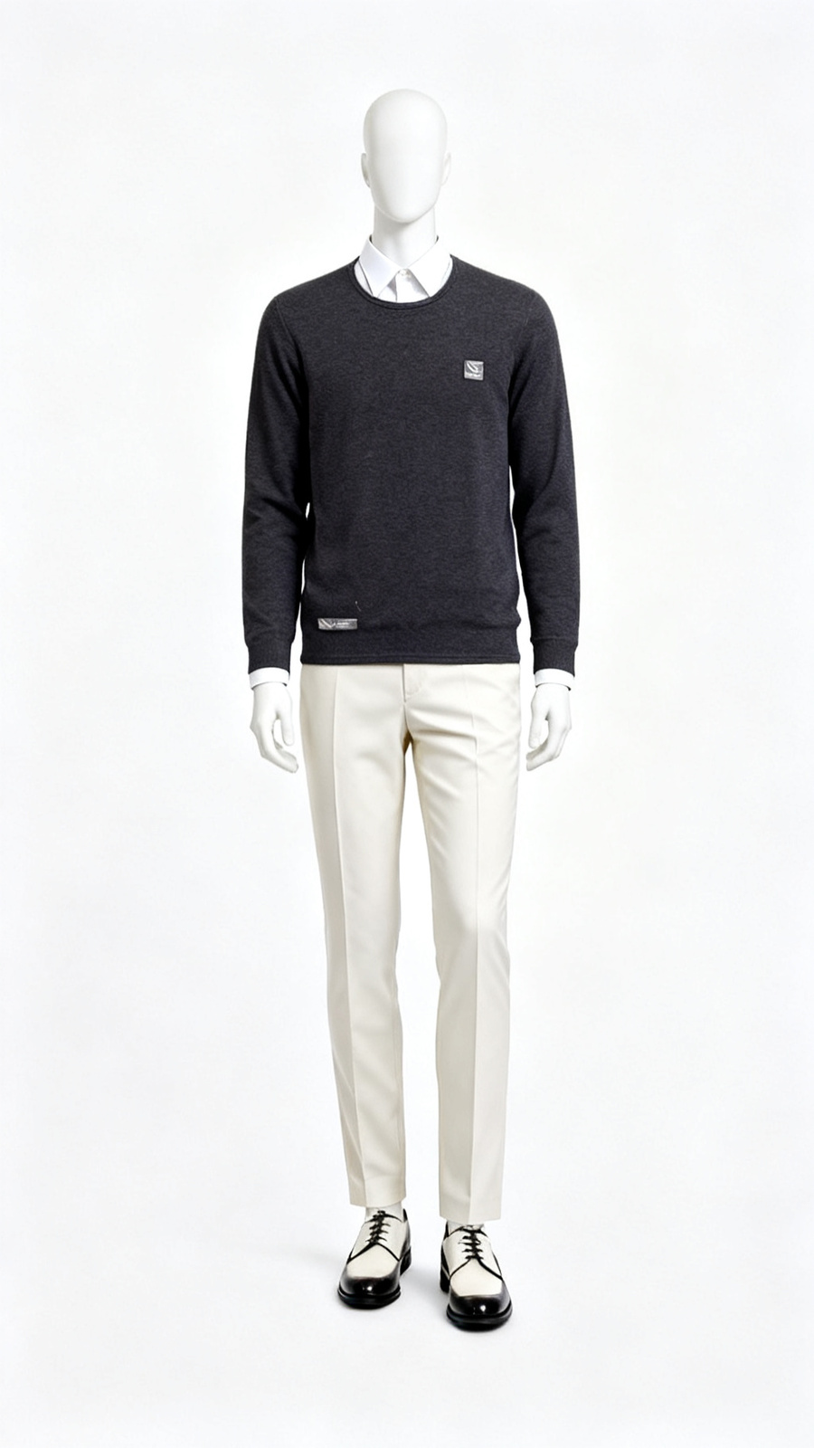 Dark Brown Solid Long Sleeve Crew Top