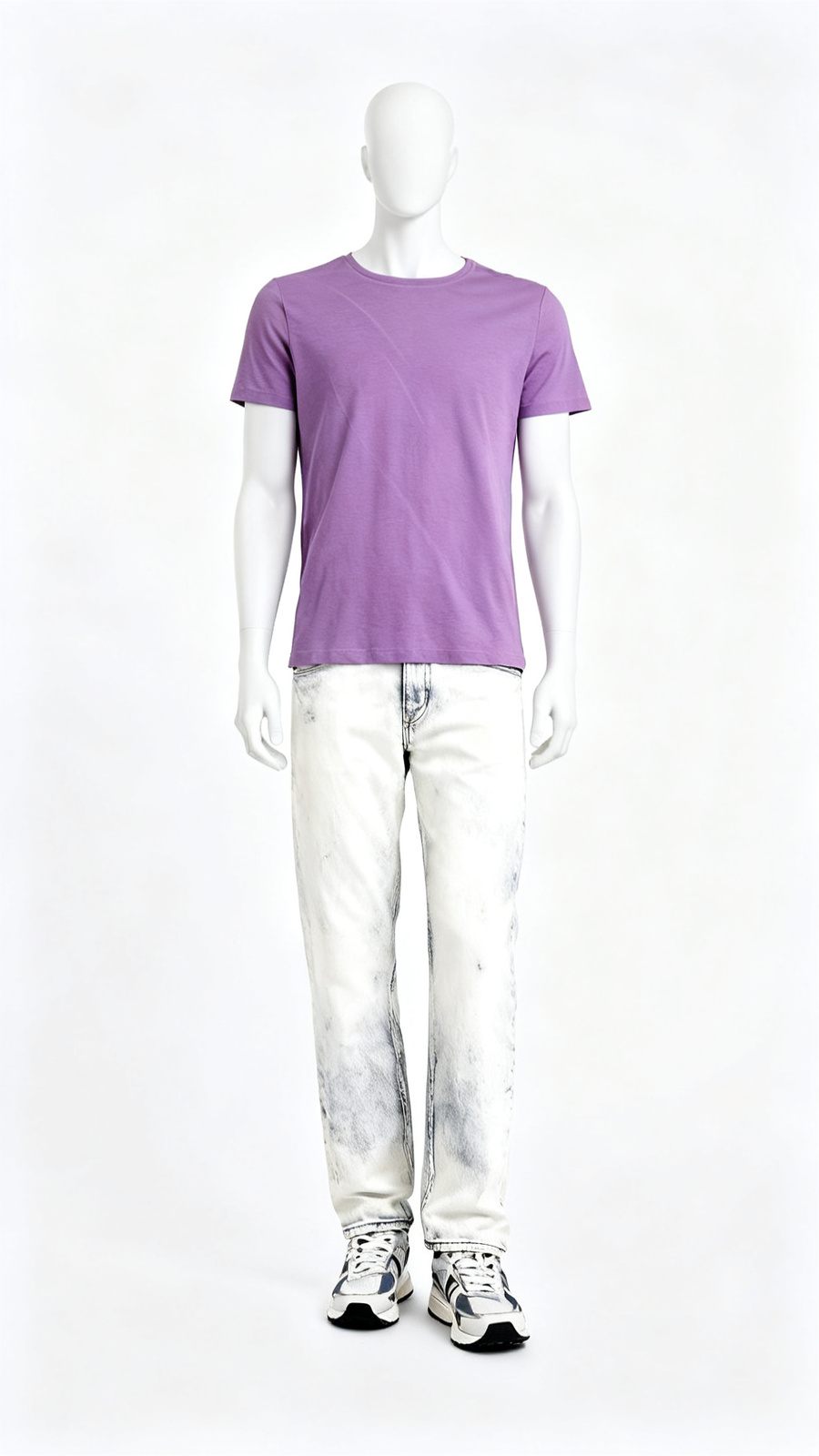 Men Solid Purple Crew Neck T-Shirt