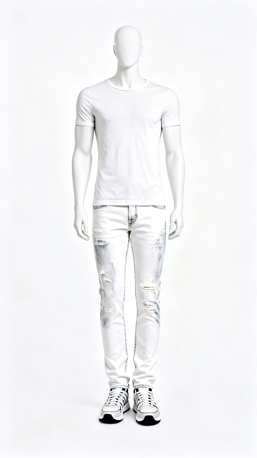 Men Off-White Basic Crew Neck T-Shirt