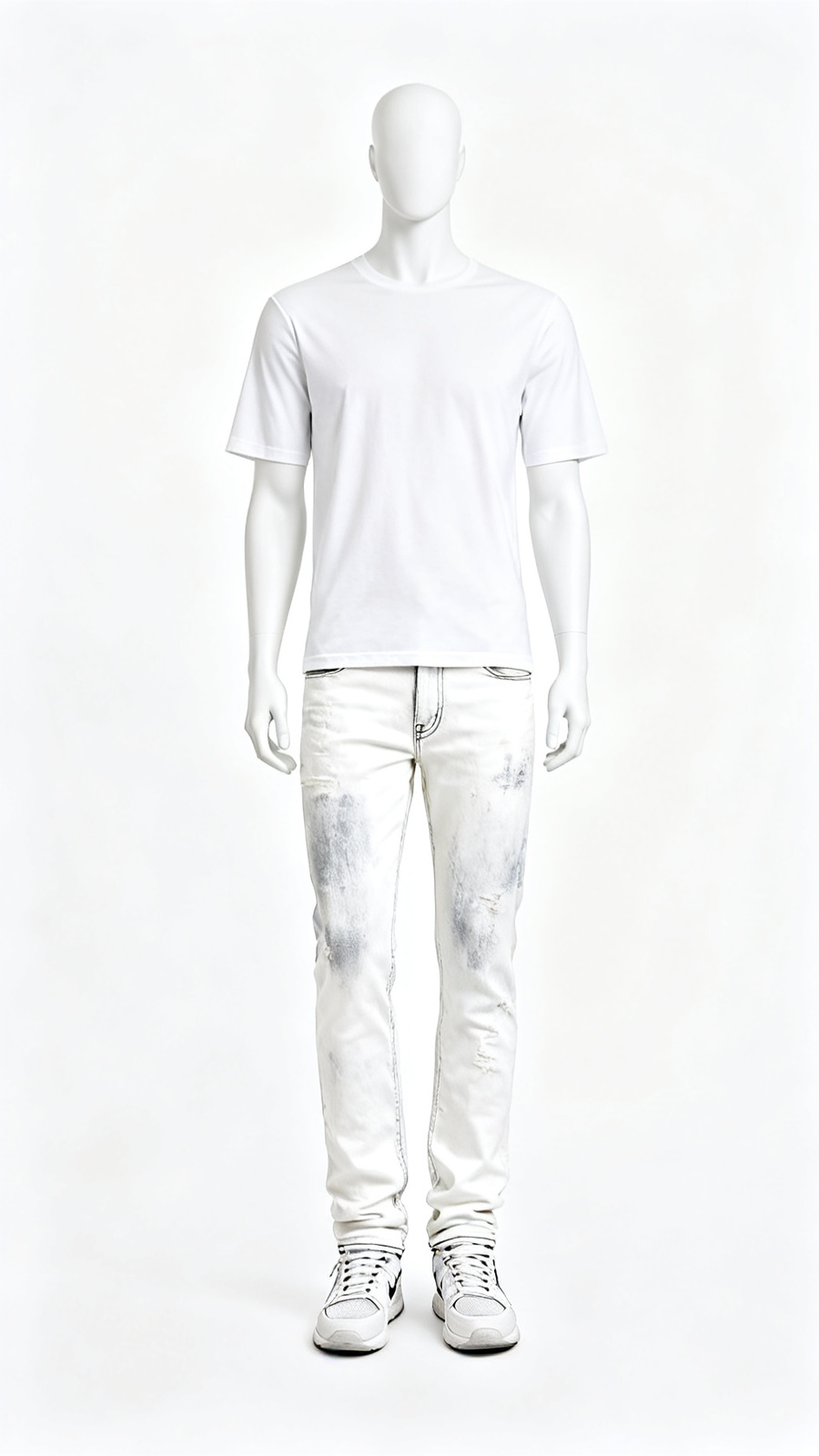 Men’s White Basic Crew Neck T-Shirt