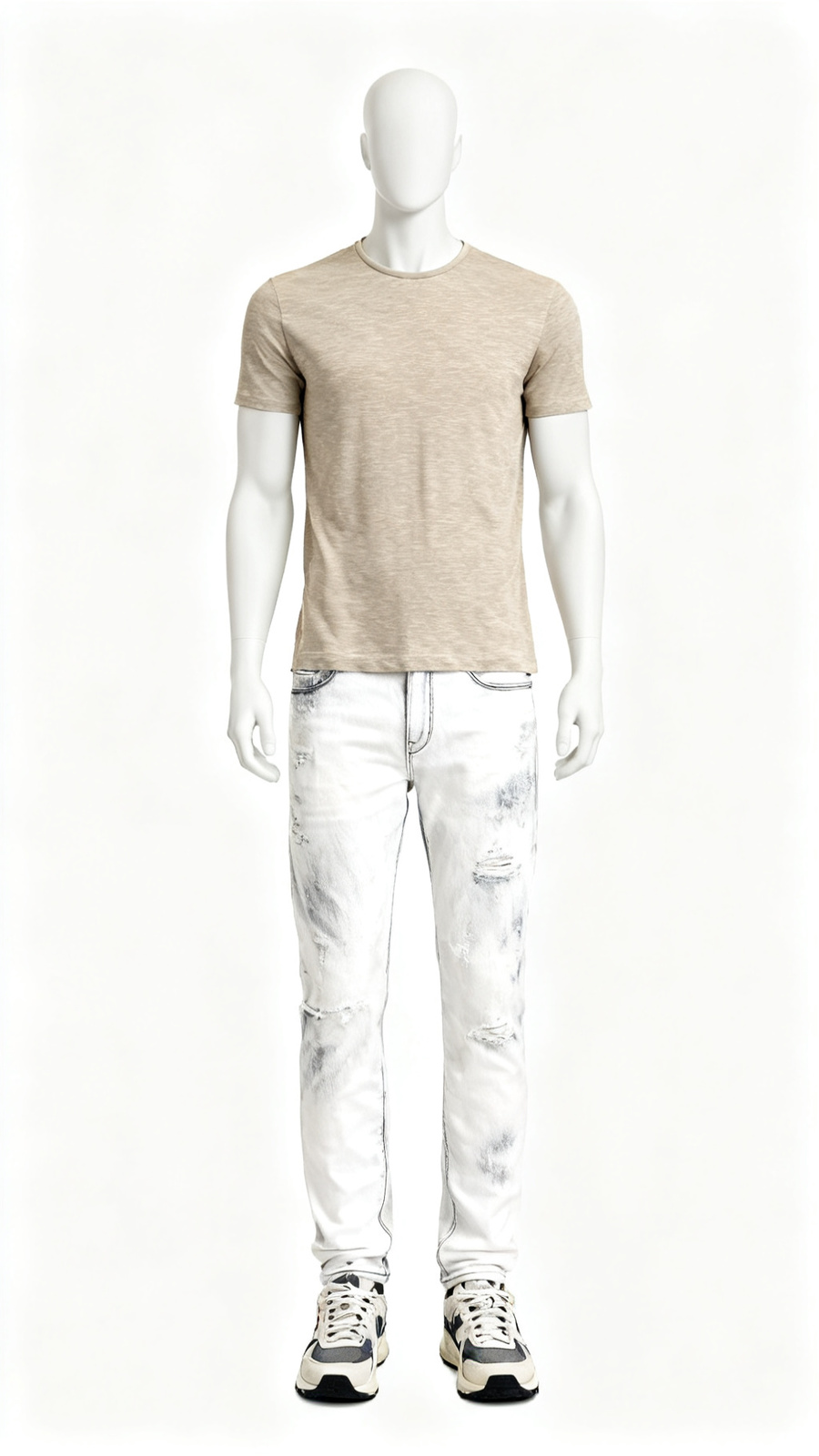 Men’s Beige Slub Cotton T-Shirt