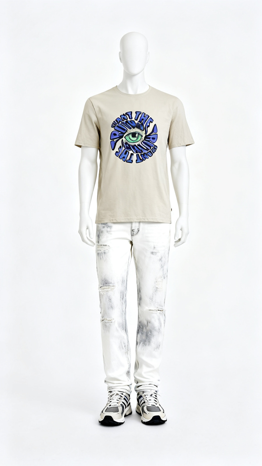 Men’s Beige Graphic Printed T-Shirt