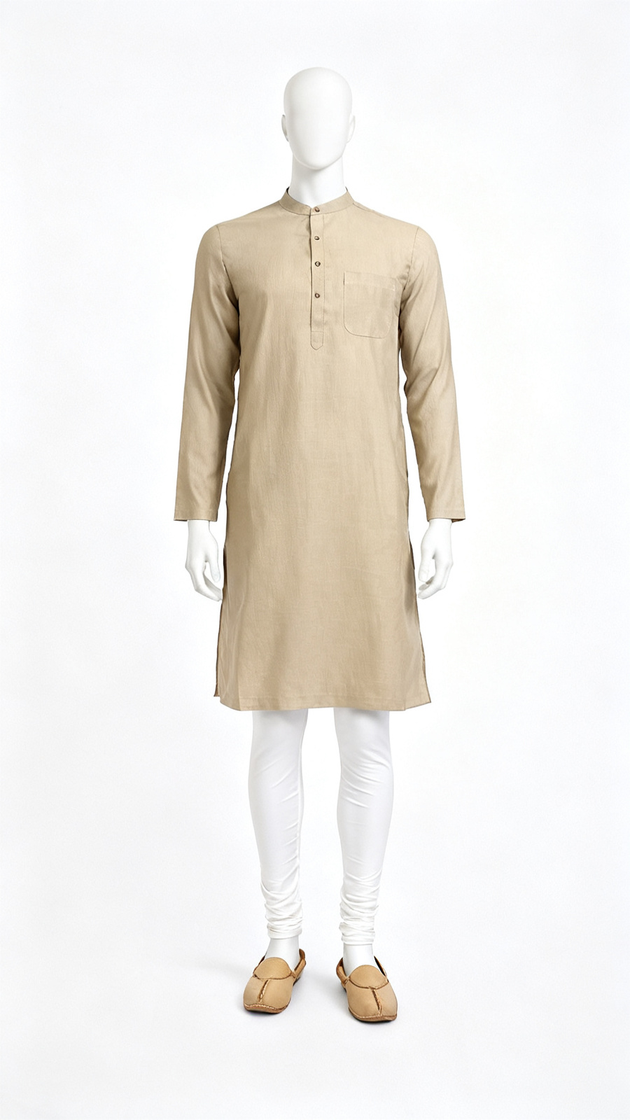 **Men Solid Khaki Classic Kurta**