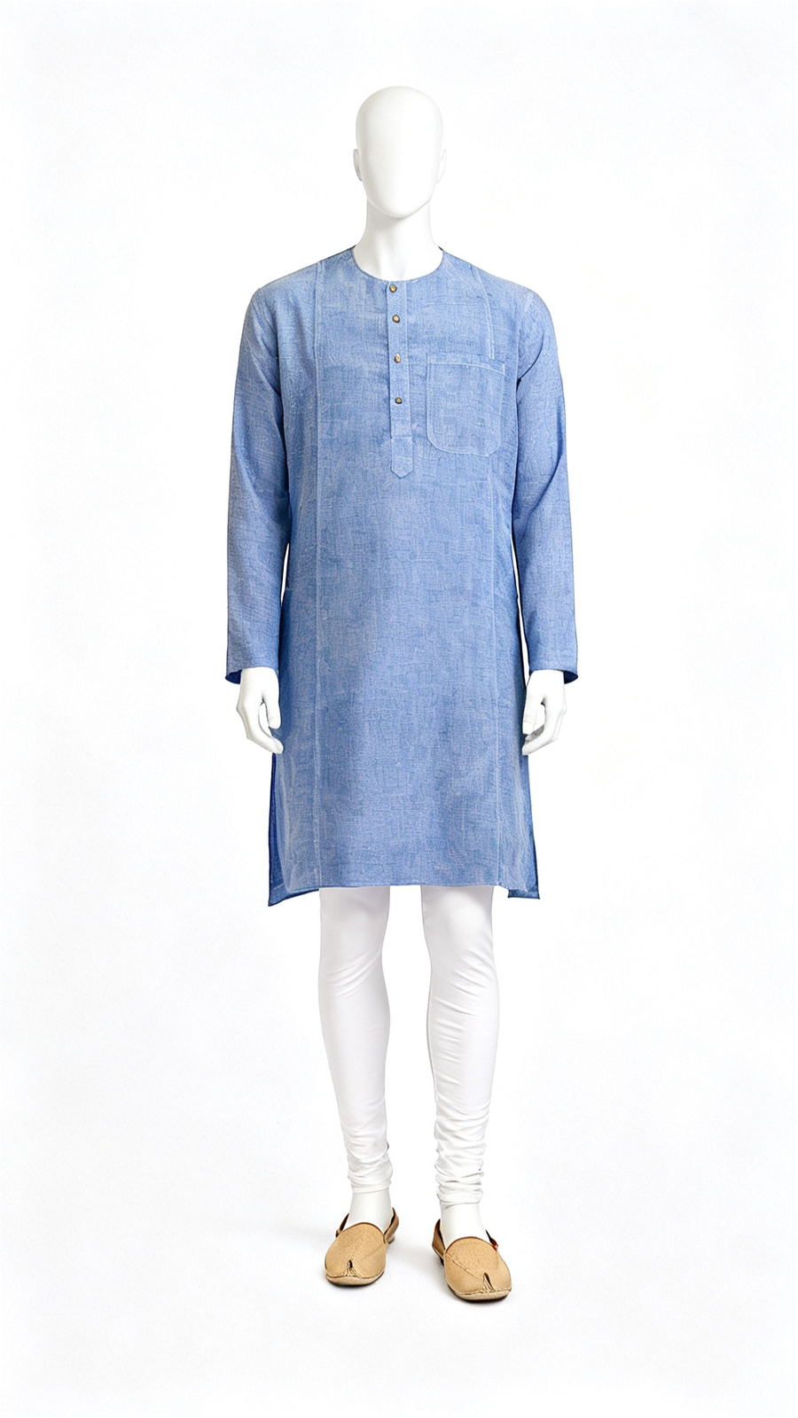 **Men Printed Taupe Long Kurta**