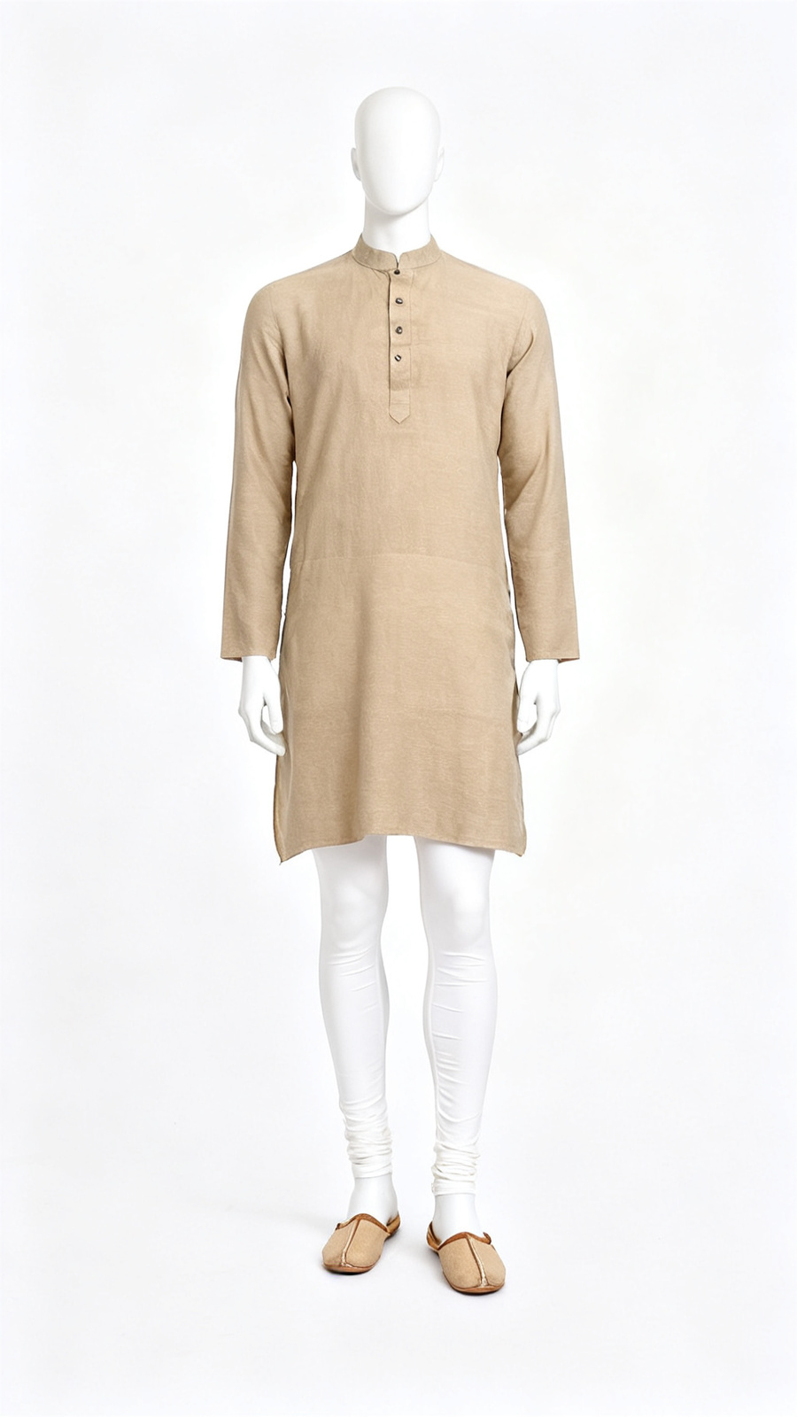 **Men Solid Mustard Long Kurta**