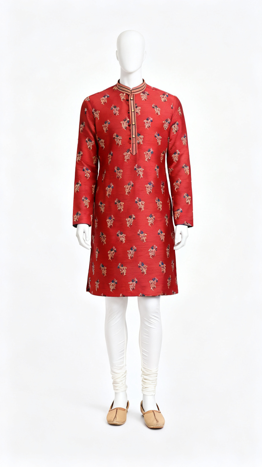 **Men Red Printed Ethnic Kurta Festive Wear**