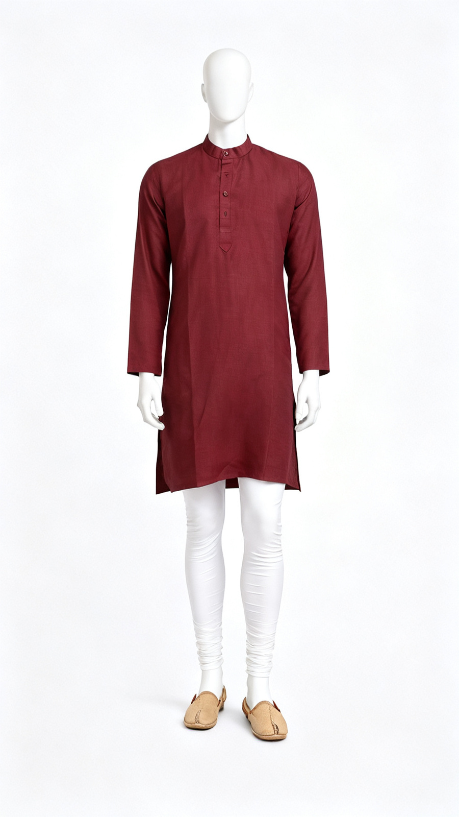 **Men Maroon Solid Traditional Kurta Daily Wear**