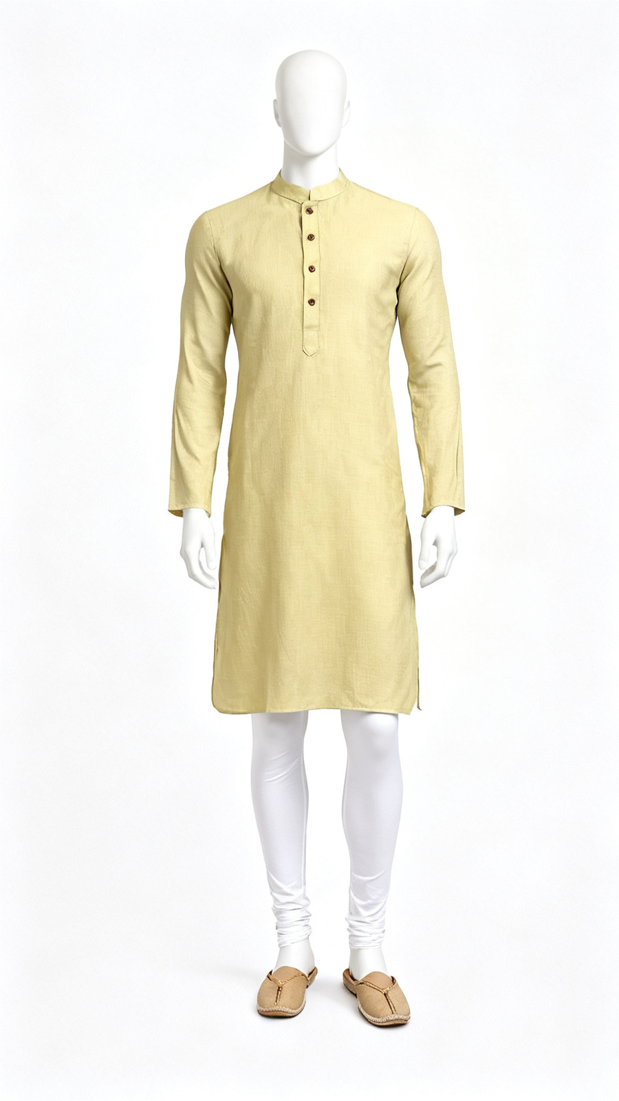 **Men Mustard Solid Ethnic Kurta Casual Use**
