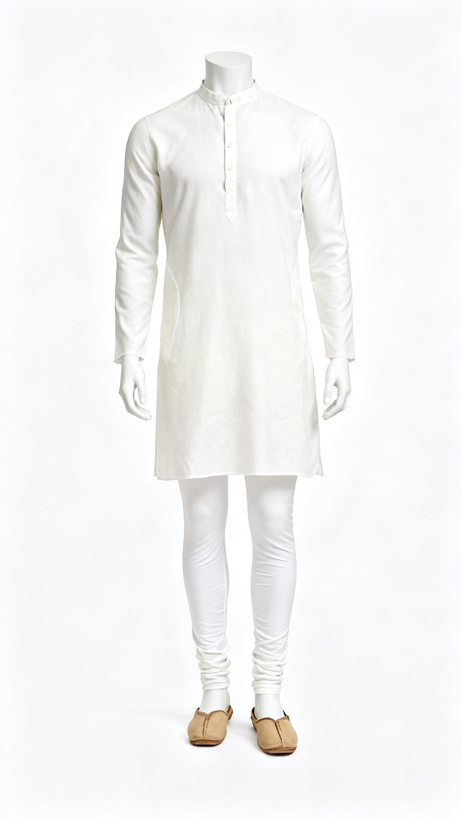 **Men Solid White Straight Kurta Classic Wear**