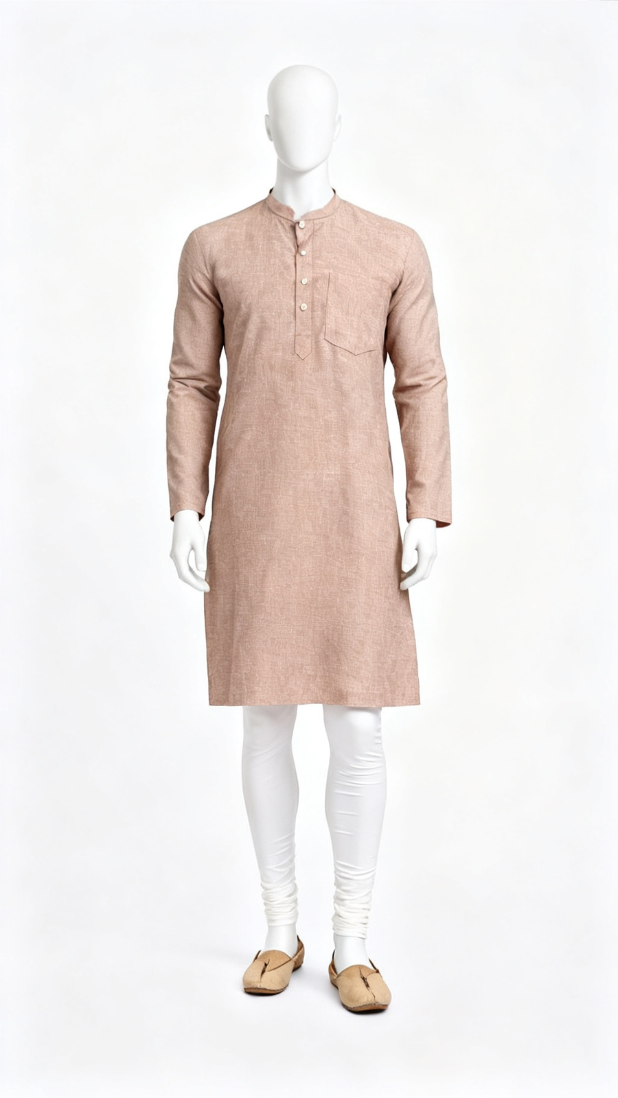 **Men Peach Textured Straight Kurta Daily Wear**
