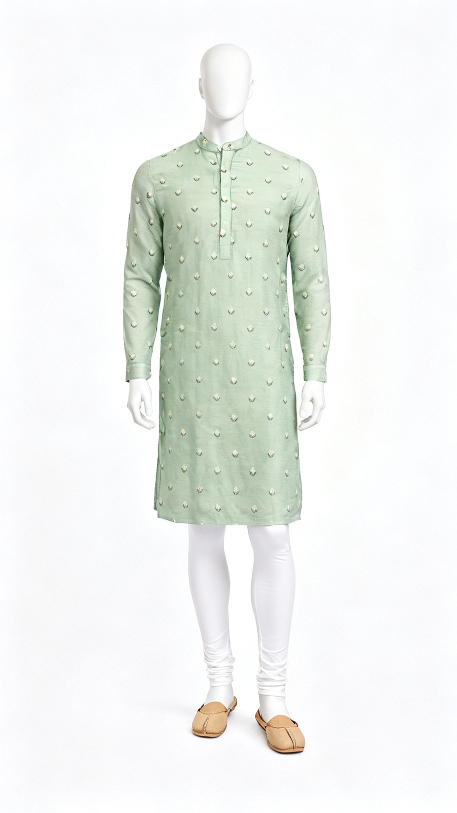 Men Green Printed Ethnic Kurta Festive Wear