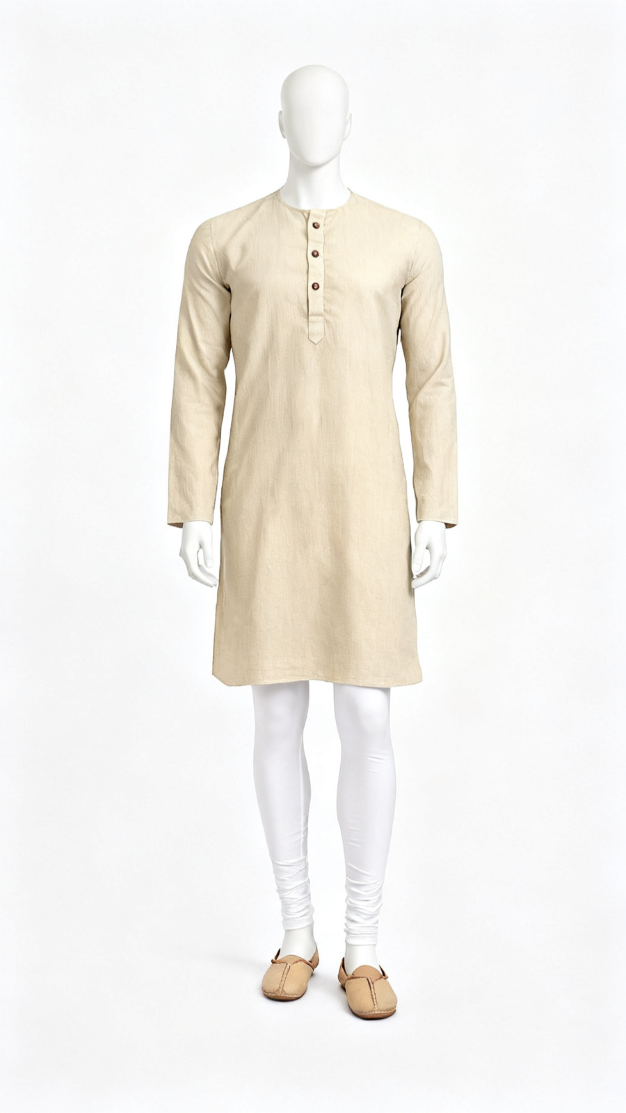 Men Solid Cream Kurta