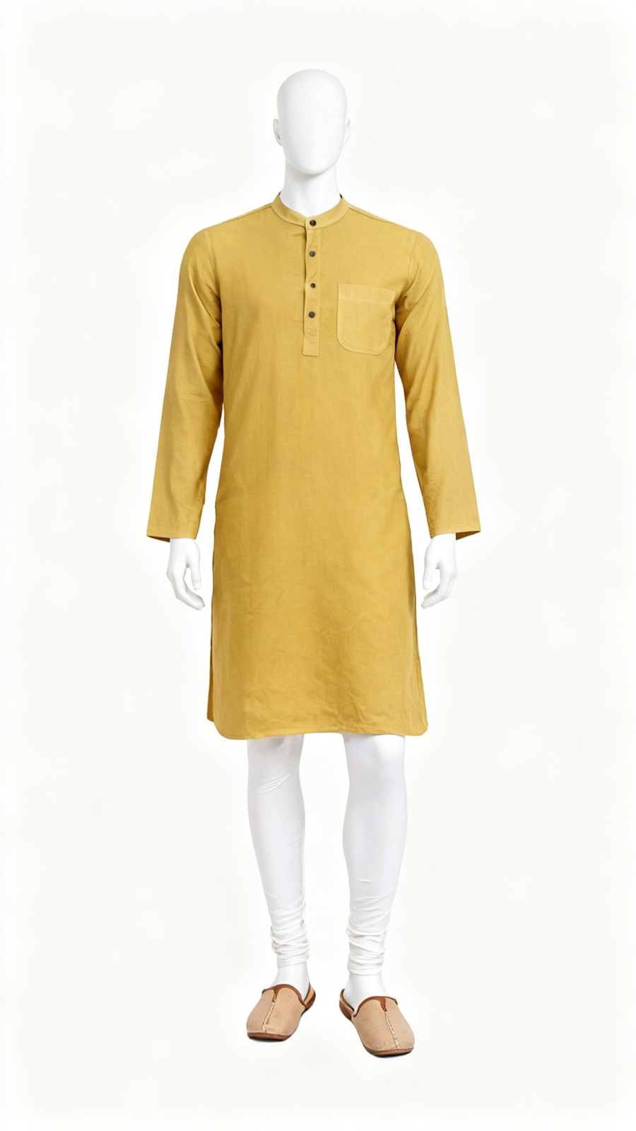 Men Solid Mustard Kurta