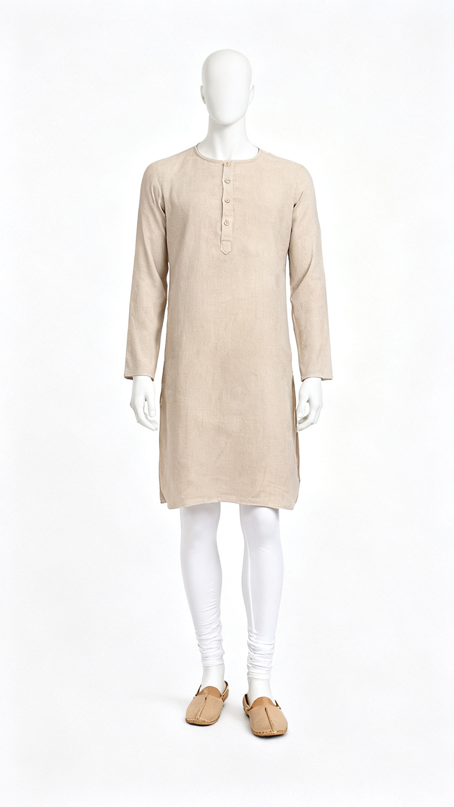 Men Solid Beige Kurta