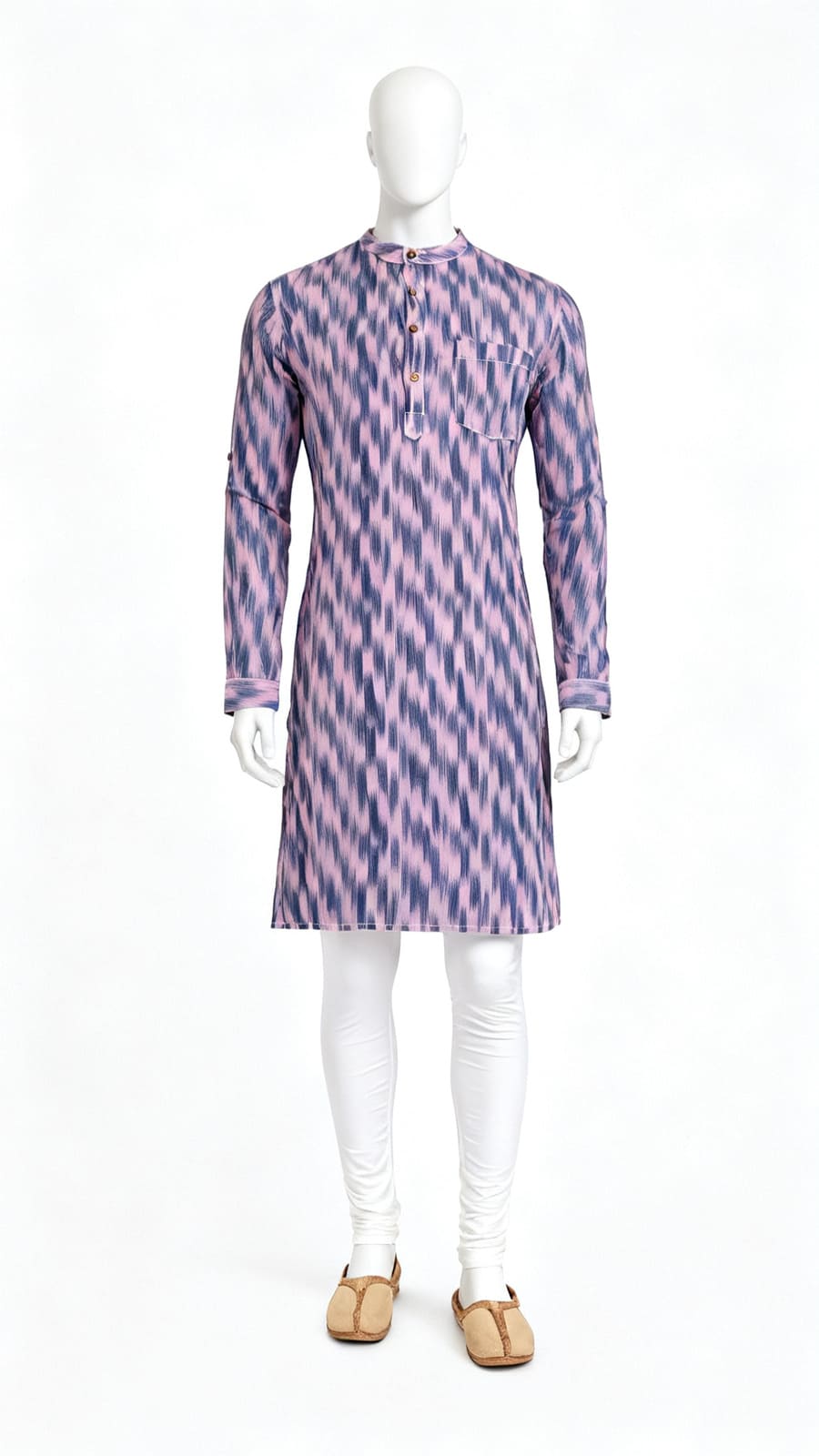Pink Ikat Printed Kurta