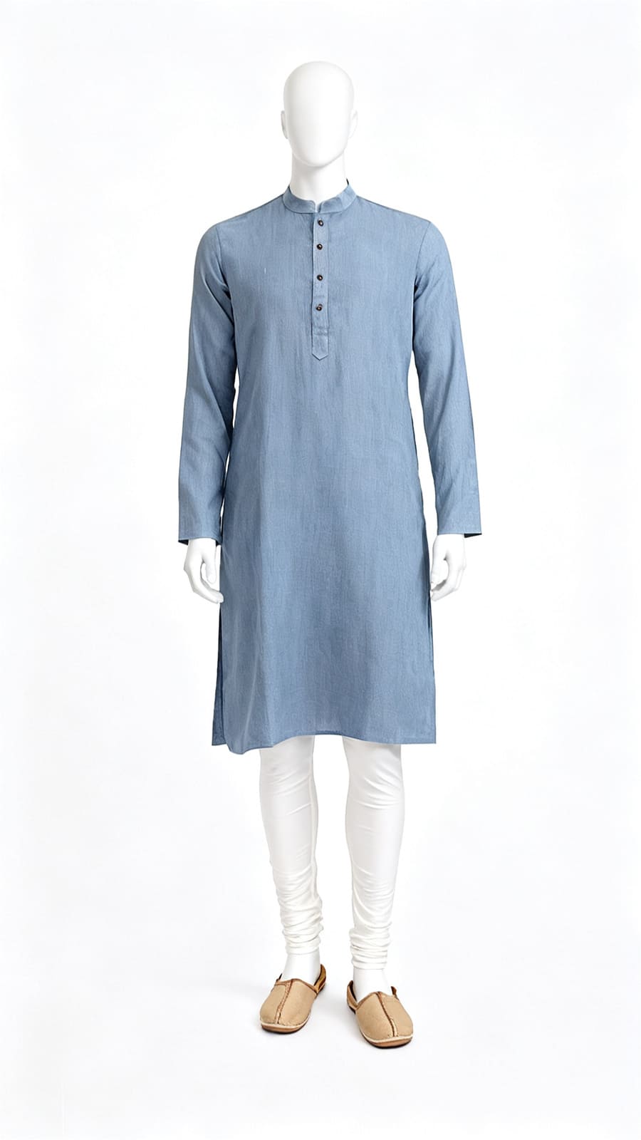 Dusty Blue Plain Cotton Kurta