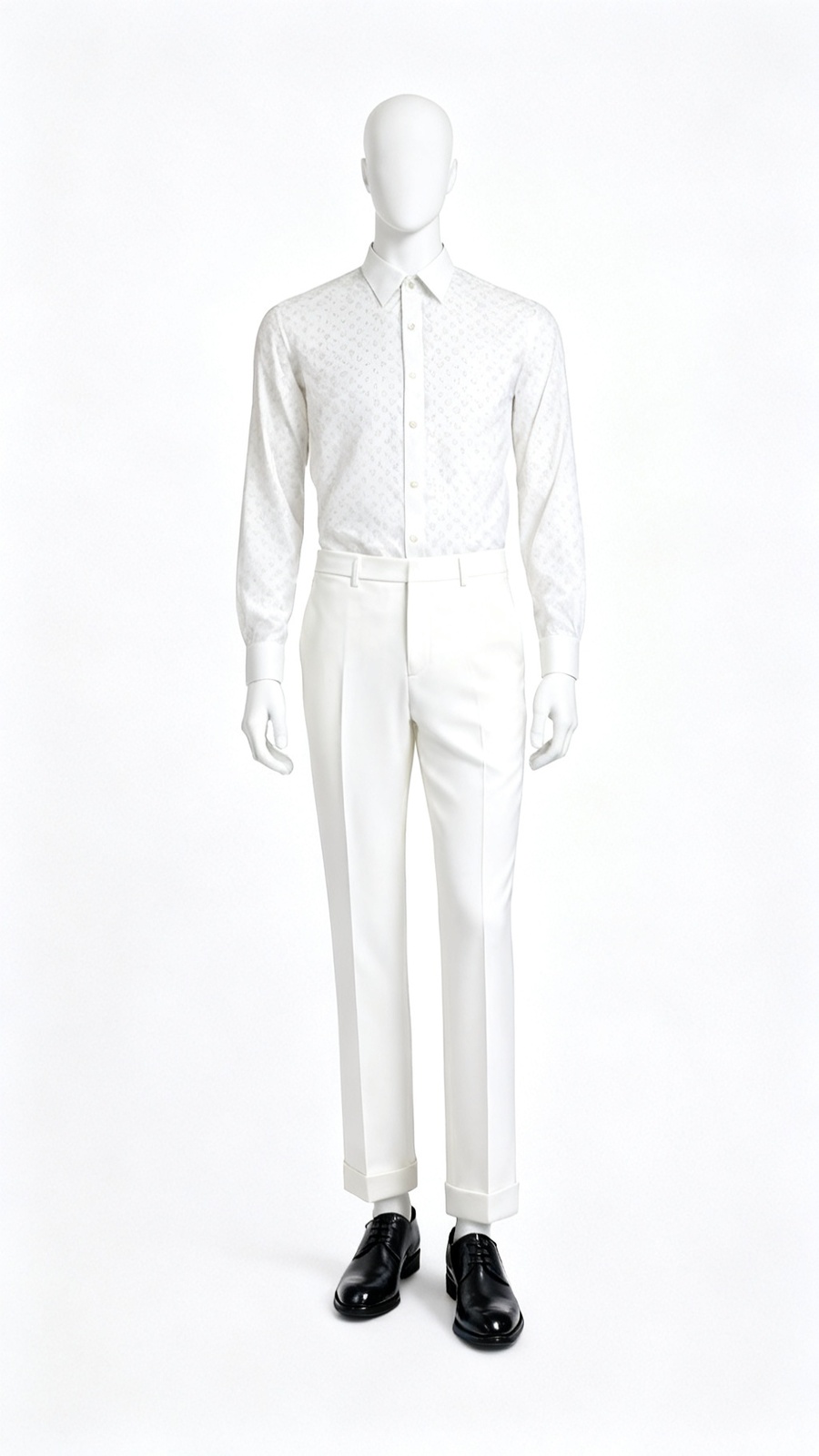 White Self-Design Formal Shirt