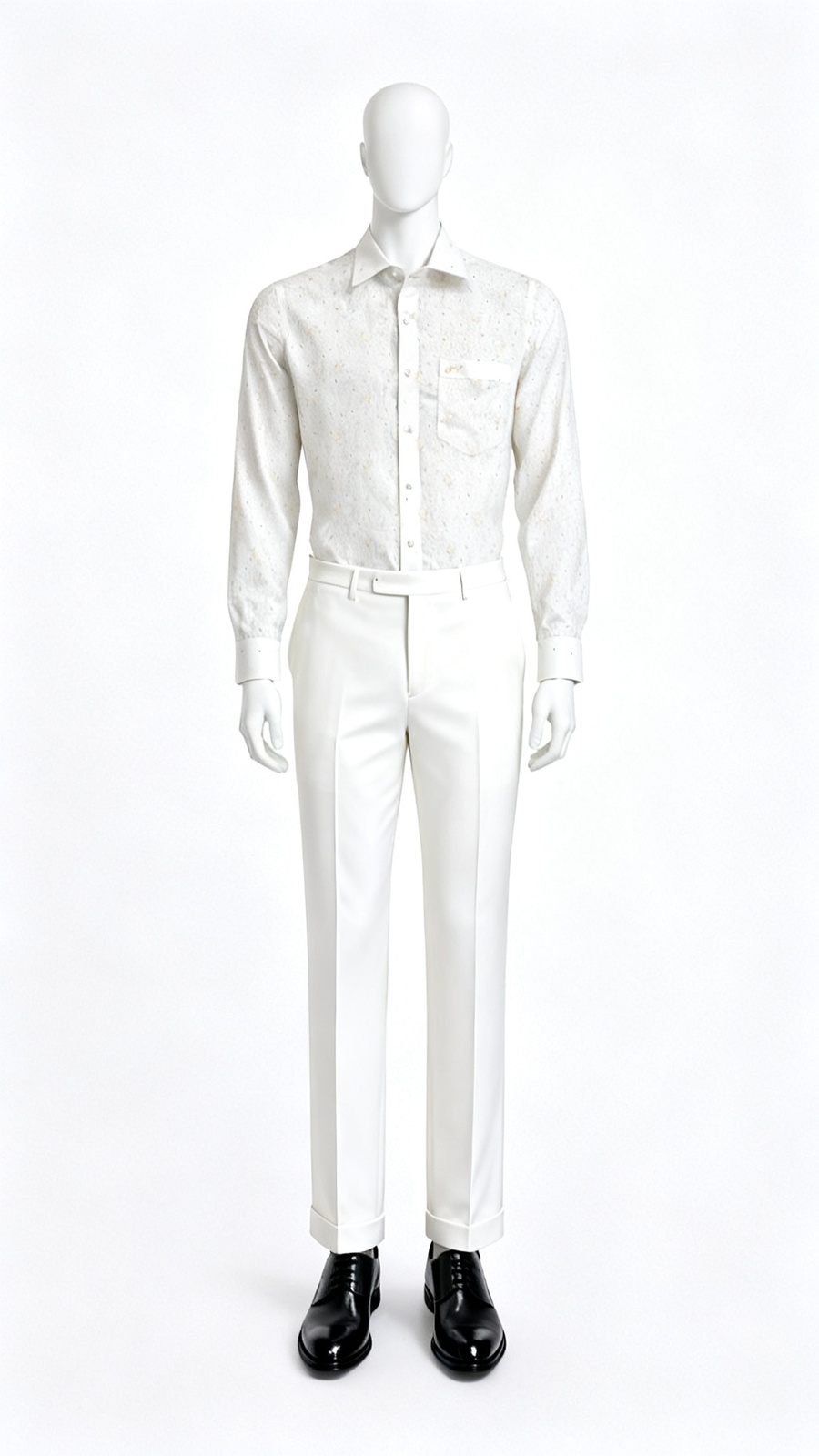 White Subtle Print Formal Shirt