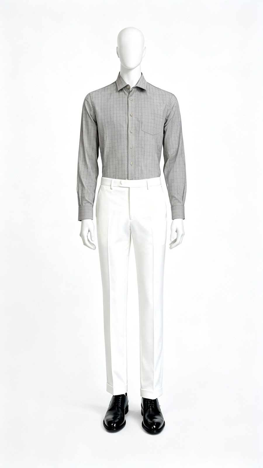 Beige Check Office Shirt