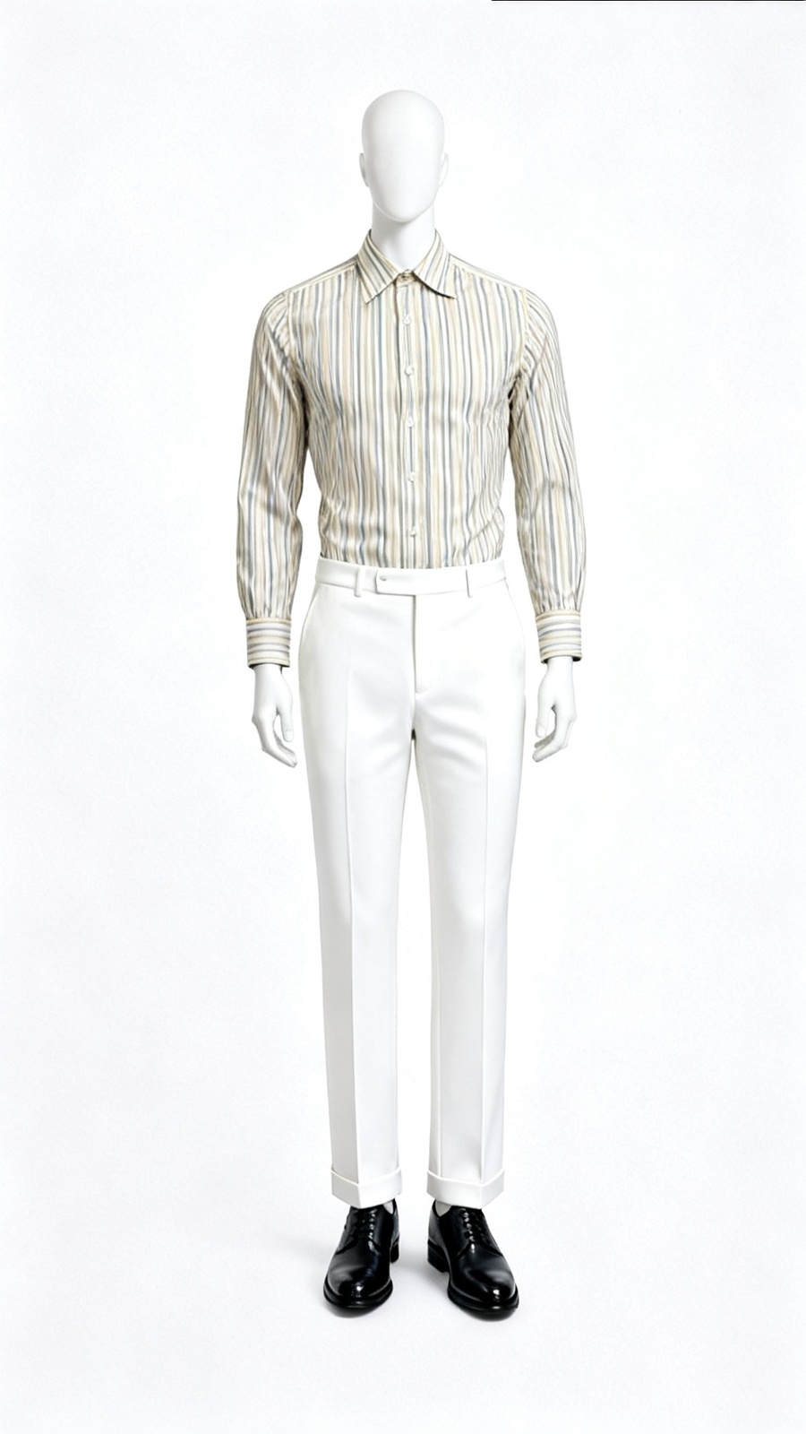 Cream Yellow Stripe Office Shirt