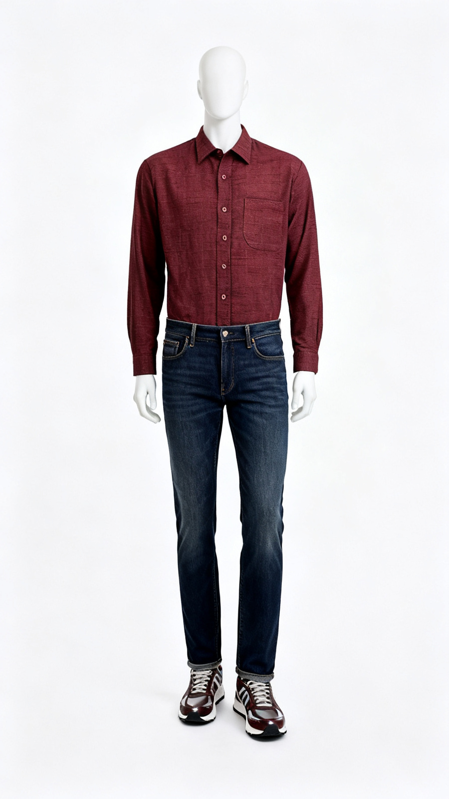 Maroon Solid Casual Shirt
