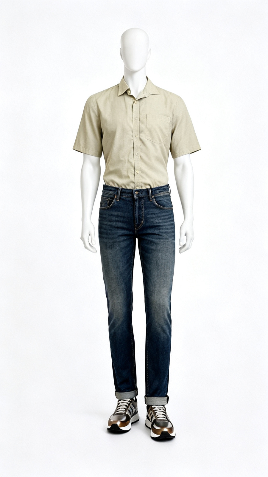 Men’s Beige Solid Shirt
