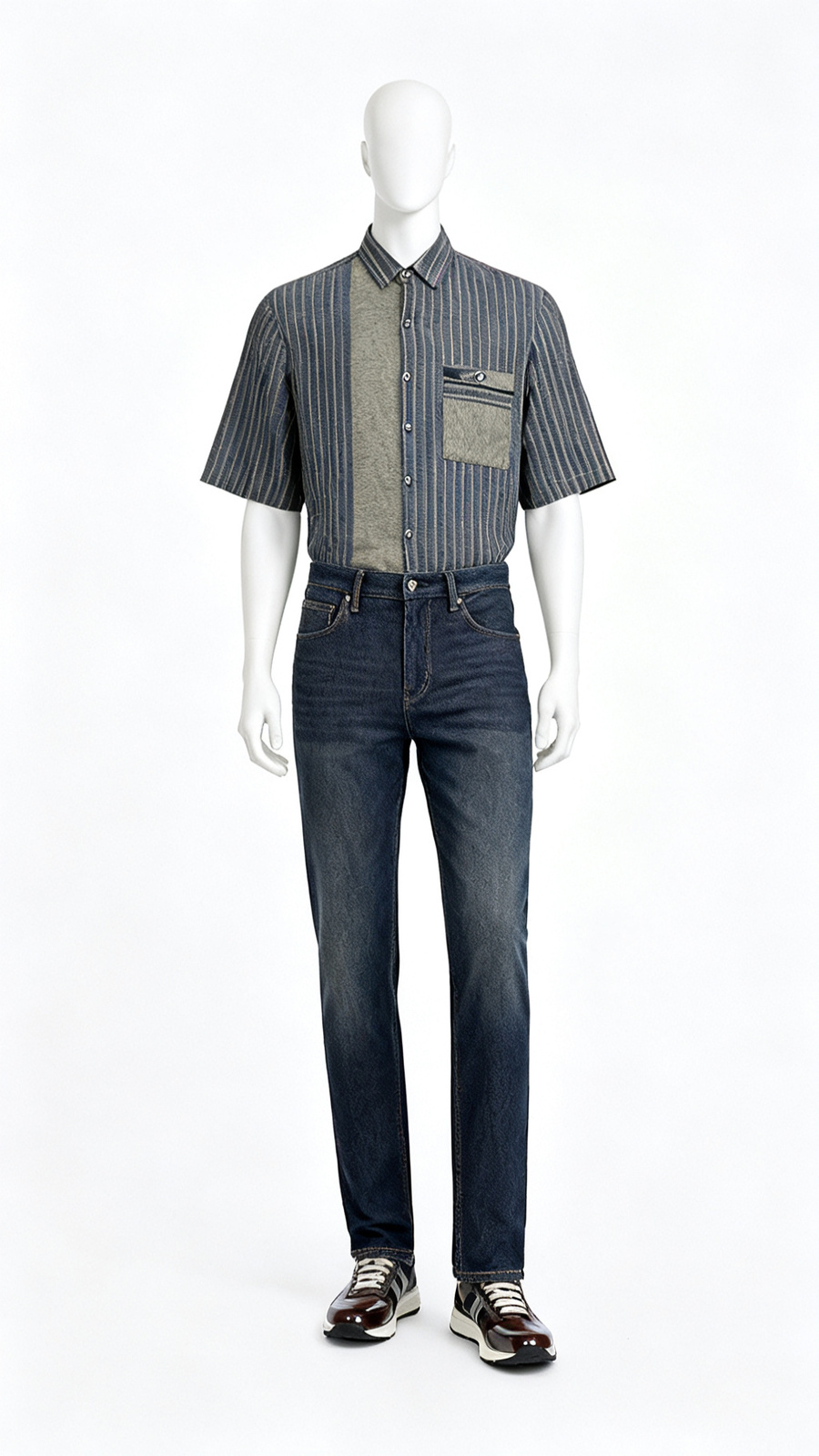 Men’s Dark Grey Striped Casual Shirt