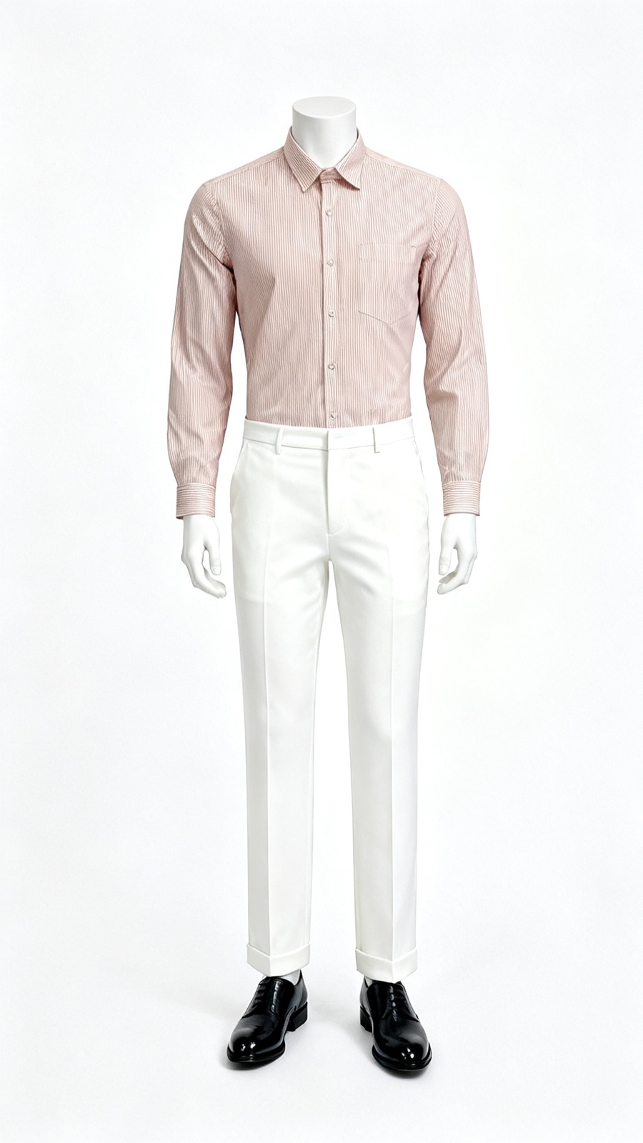 Men Pink White Stripe Shirt