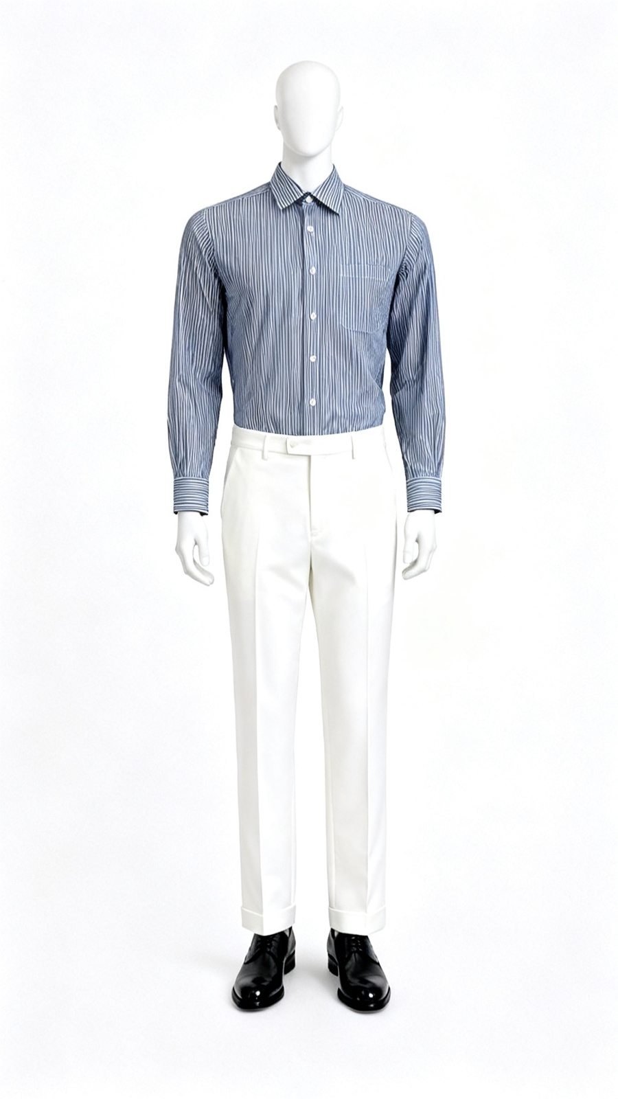 Men Navy White Stripe Shirt