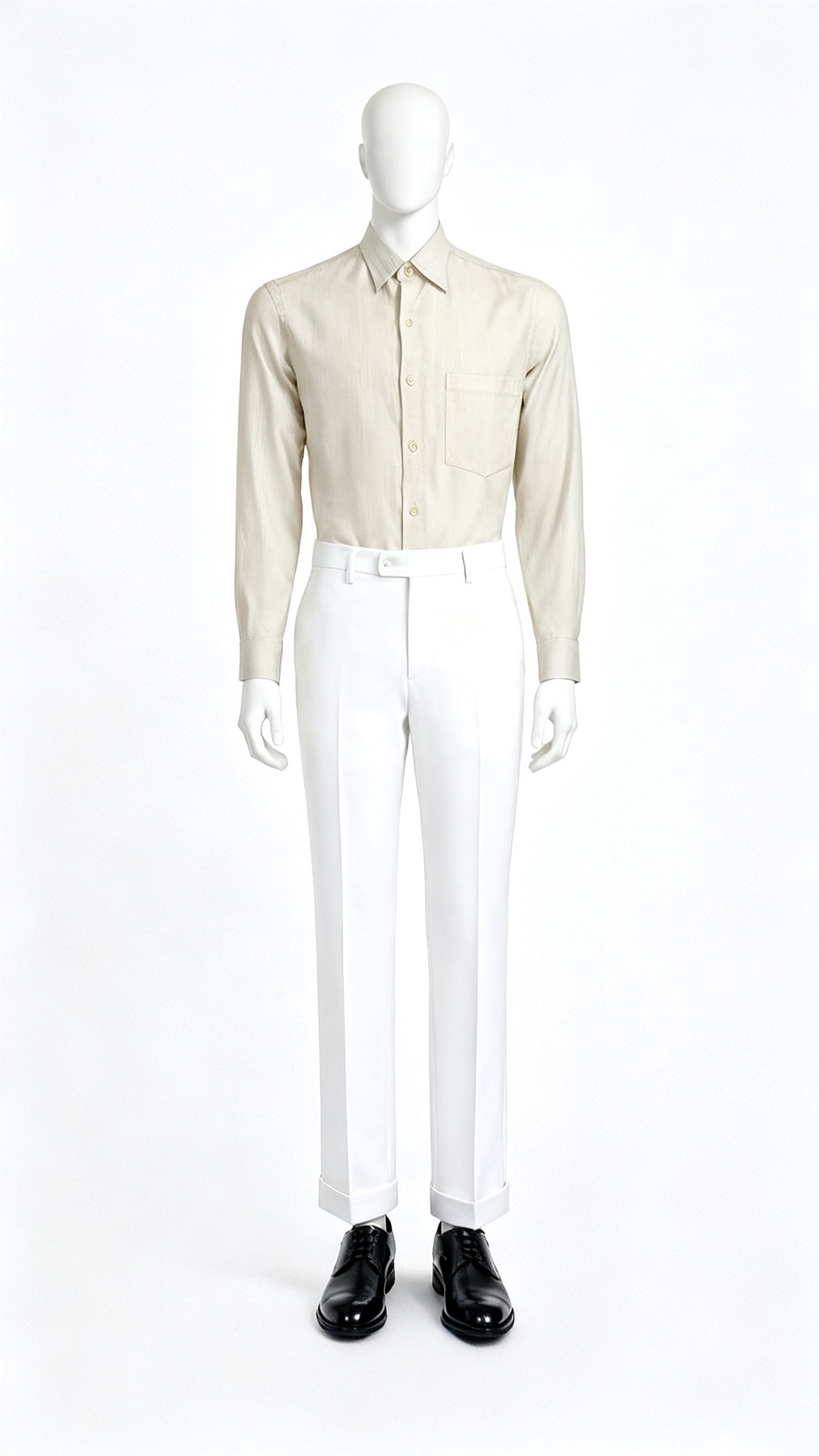 Men Beige Solid Formal Shirt