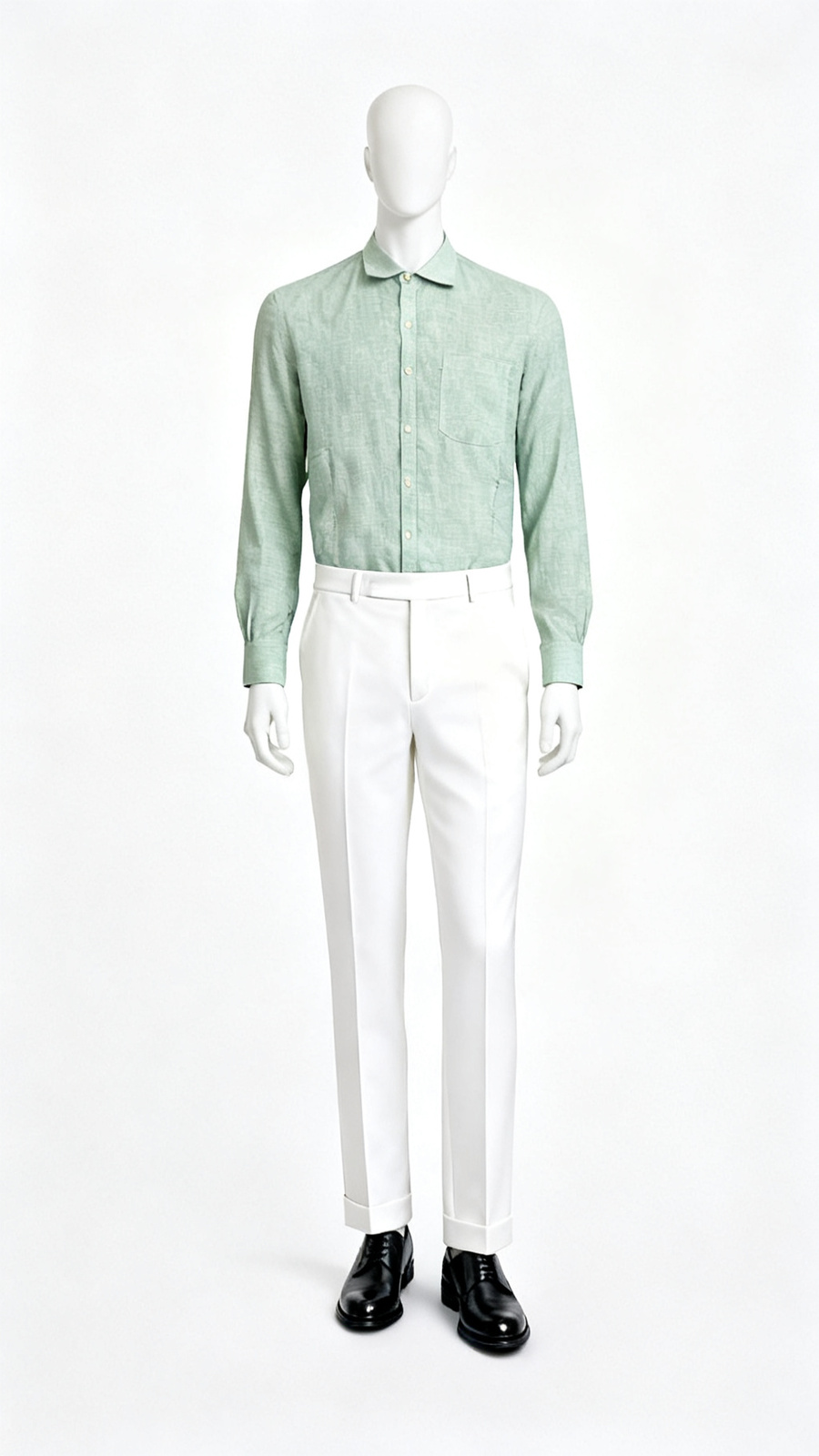 Men Mint Green Solid Casual Shirt