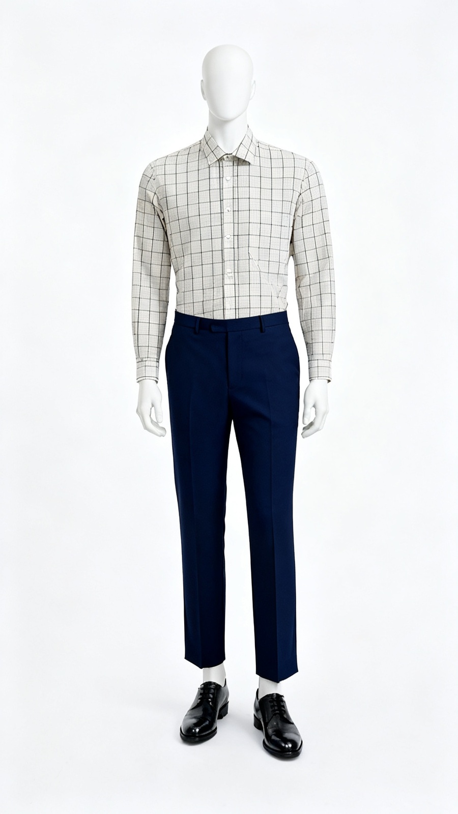 Beige Checked Formal Shirt