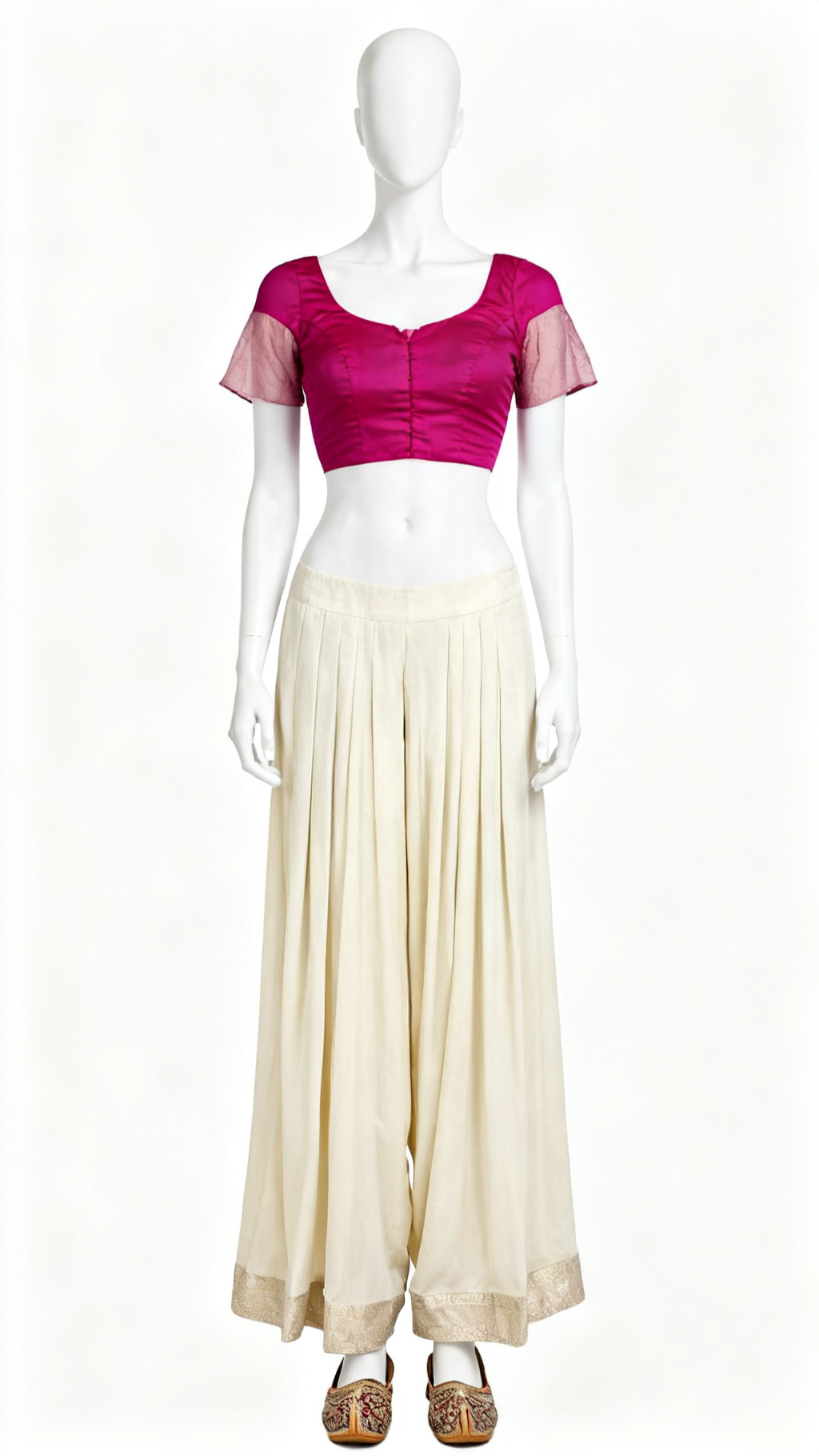 Pink Sheer Sleeve Blouse