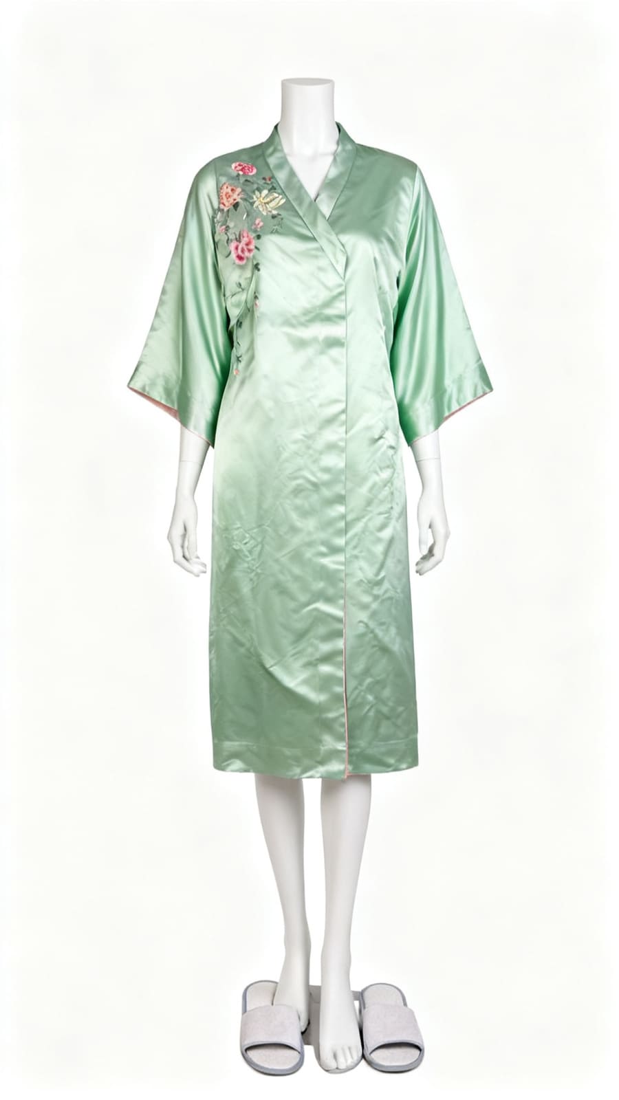 Embroidered Satin Kimono