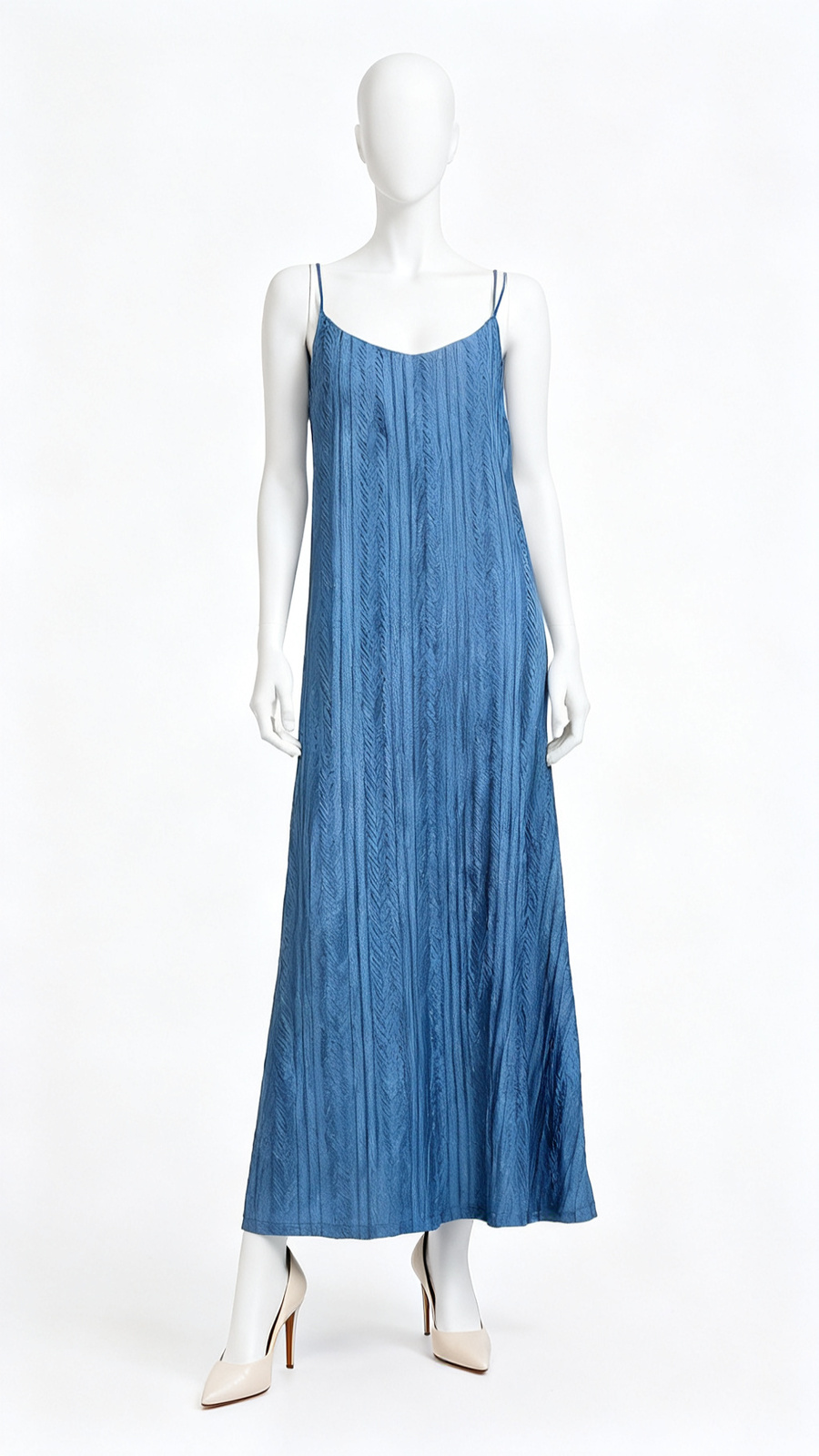 **Pleated Strappy Maxi Dress**
