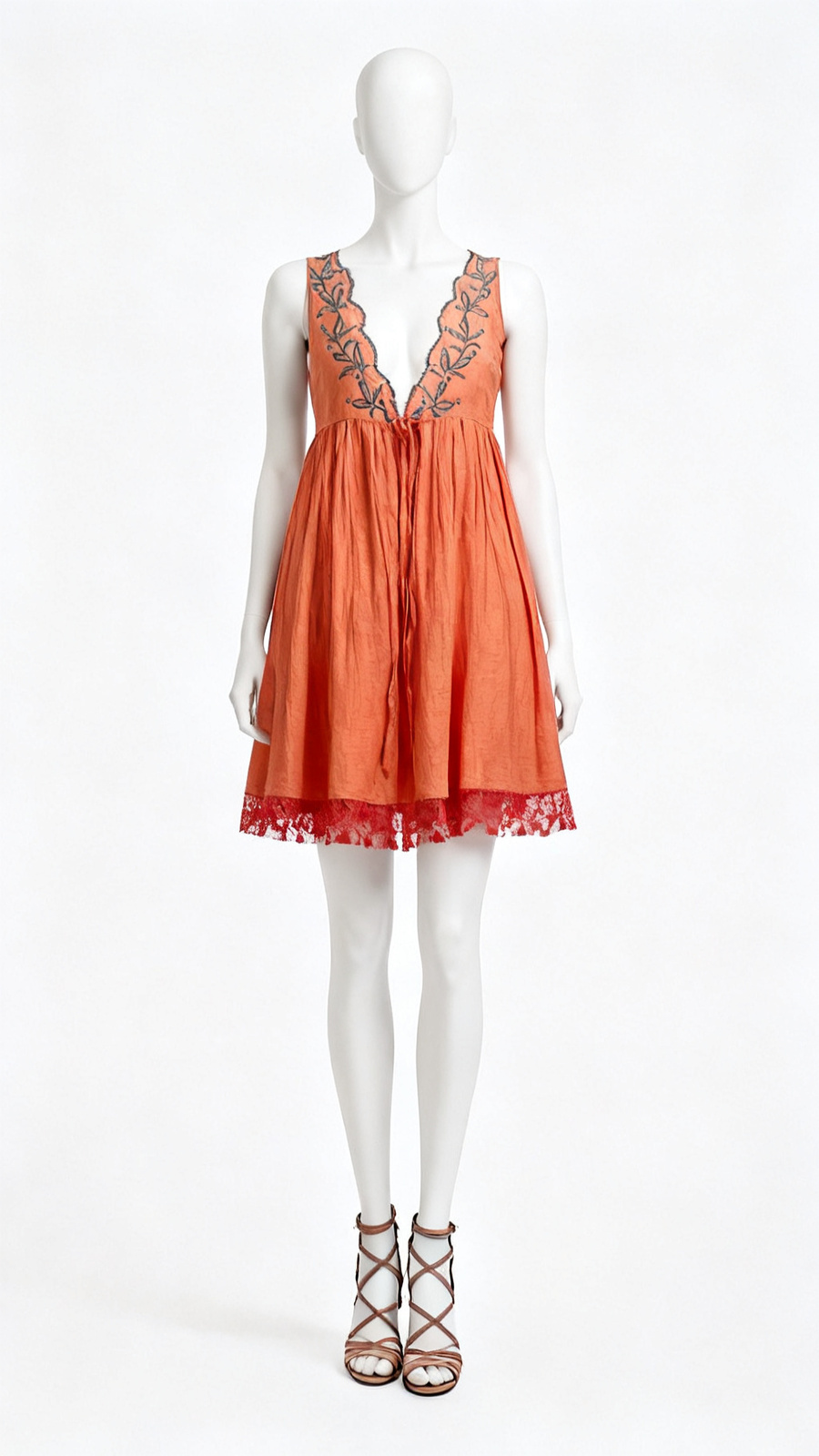 **Orange Embroidered Dress**