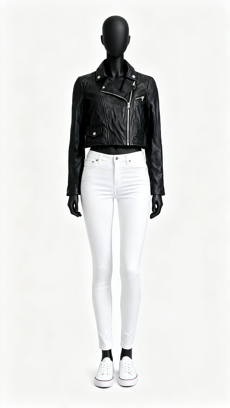 Women Black Biker Style Leather Jacket