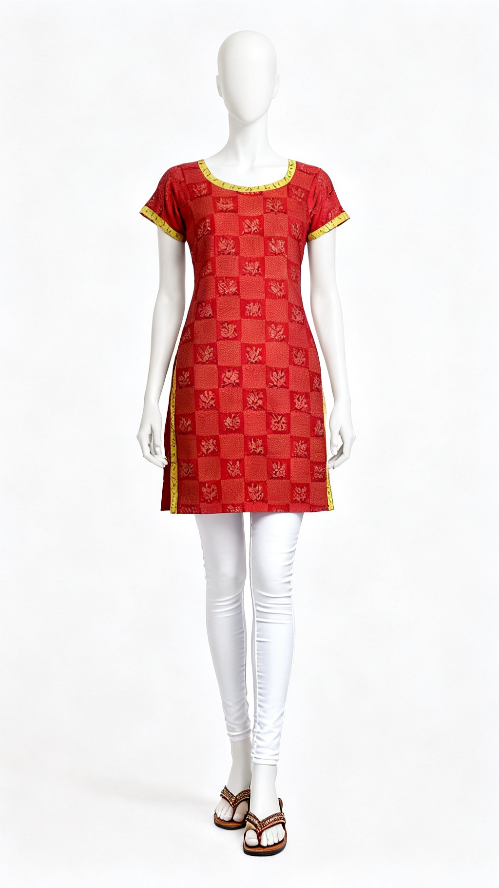Red Banarasi Brocade Short Festive Kurta Top